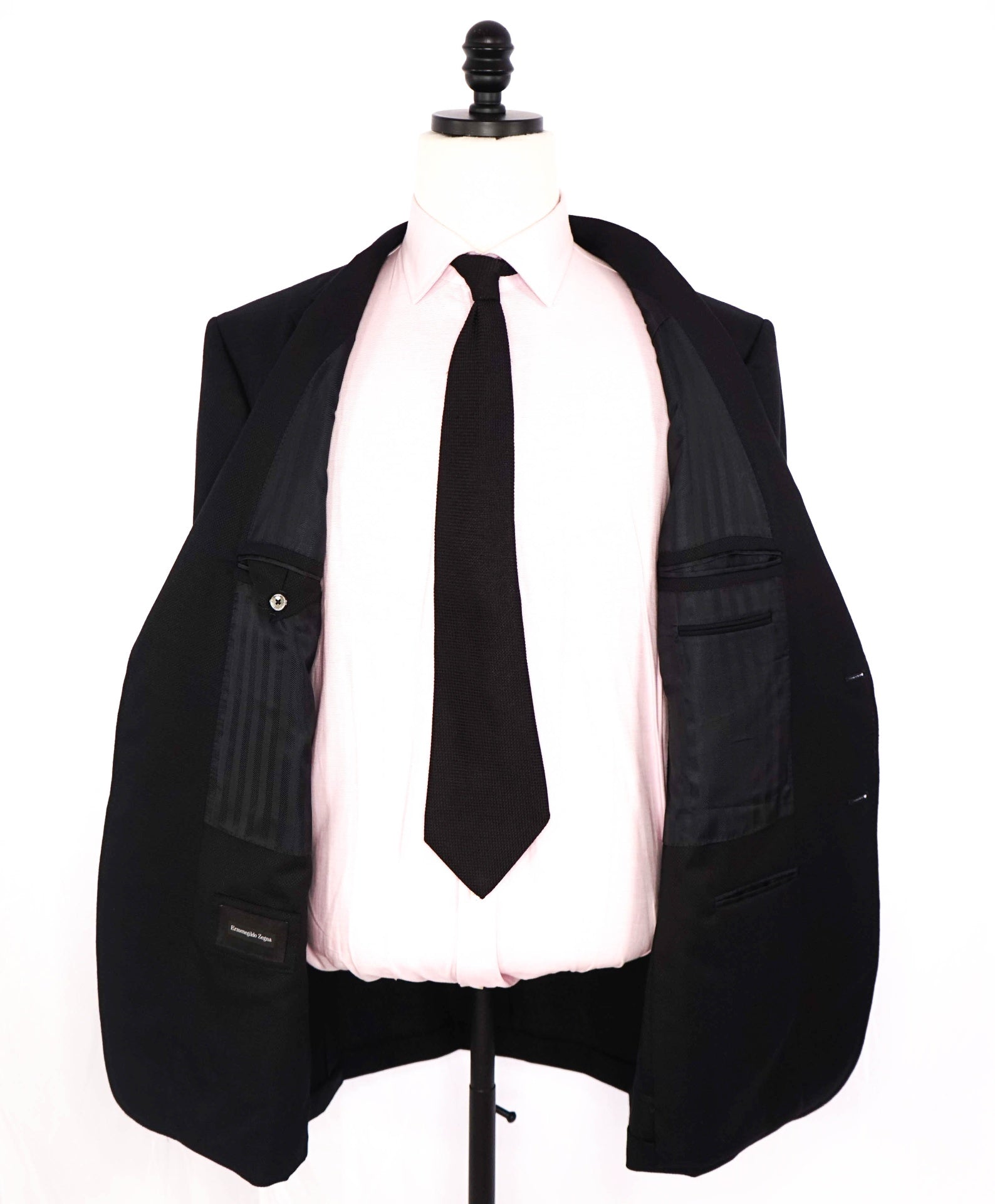 $2,695 ZEGNA Black Textured Patch Pocket Wool Blazer 48R