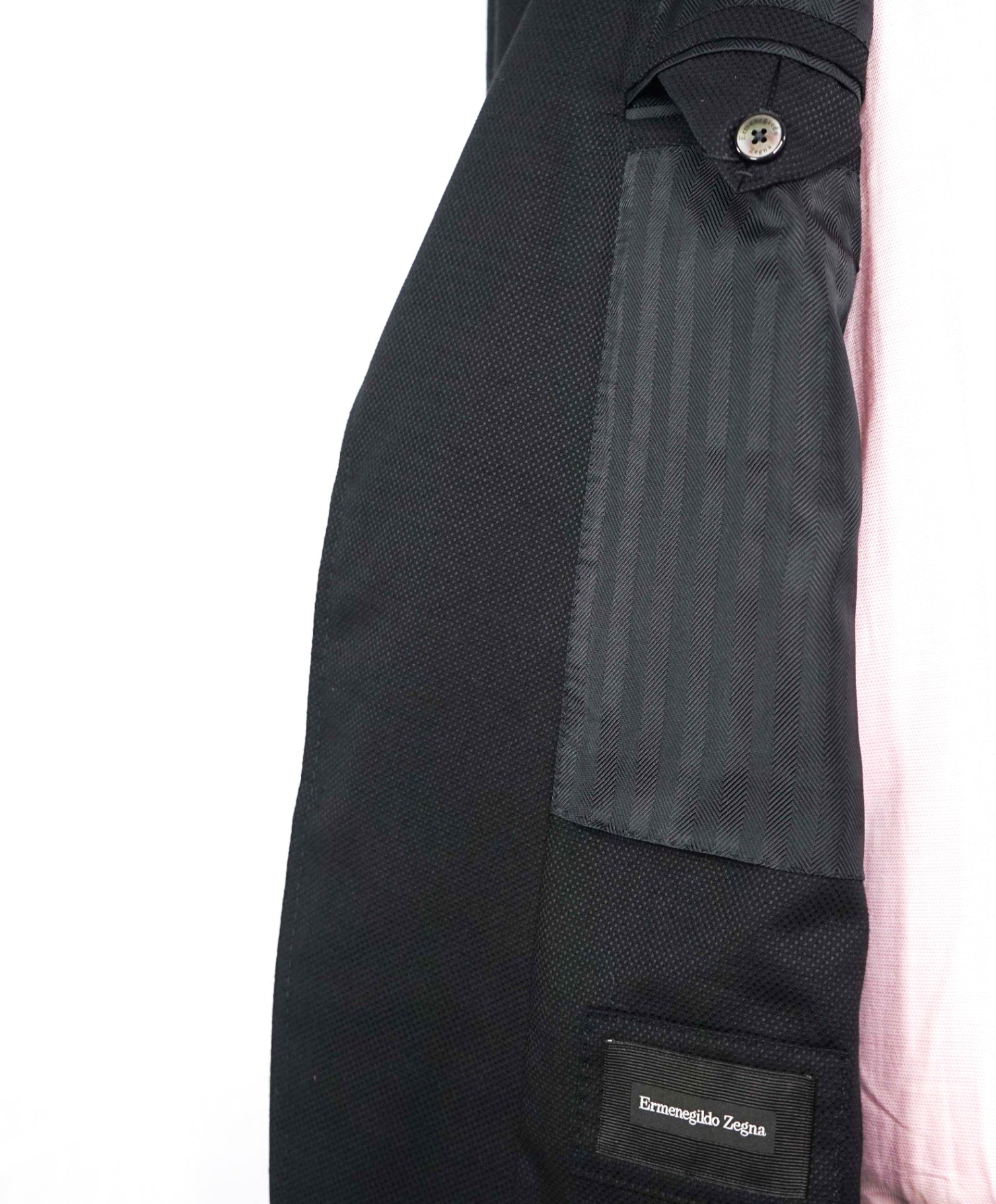 $2,695 ZEGNA Black Textured Patch Pocket Wool Blazer 48R
