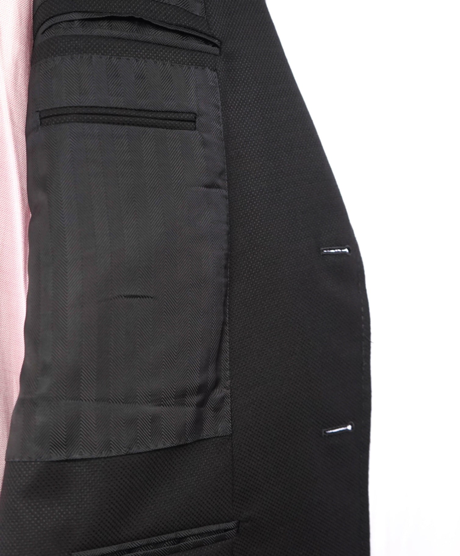 $2,695 ZEGNA Black Textured Patch Pocket Wool Blazer 48R