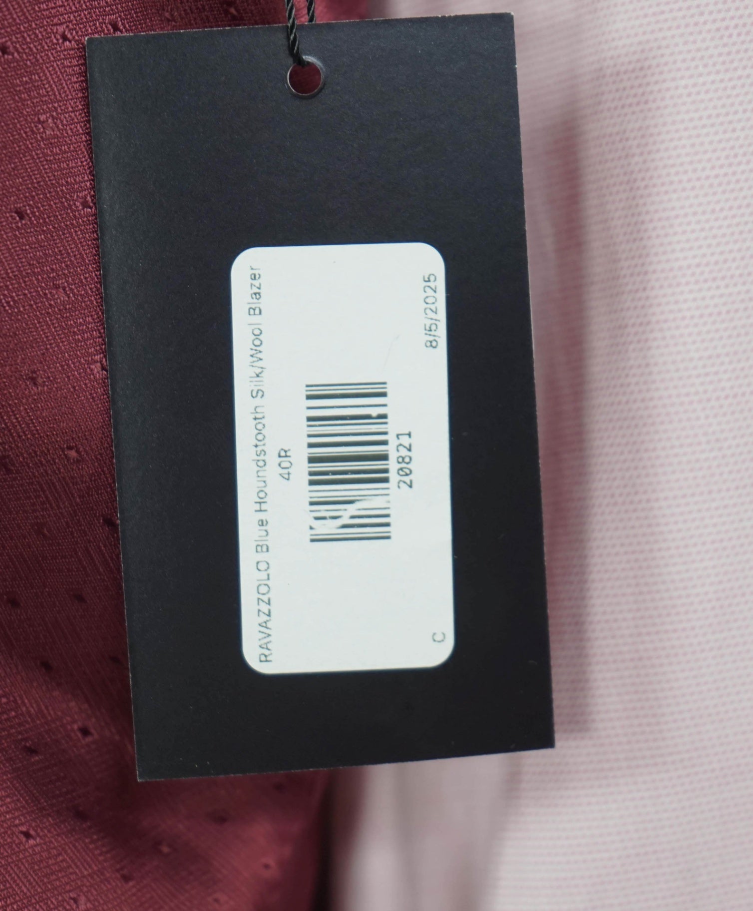 $1,295 RAVAZZOLO - Blue Houndstooth Silk/Wool Blazer - 40R