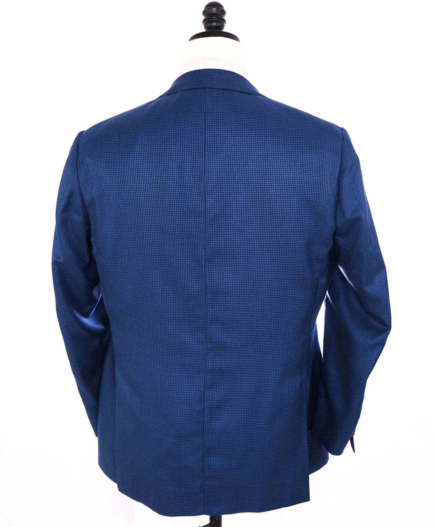 $1,295 RAVAZZOLO - Blue Houndstooth Silk/Wool Blazer - 40R