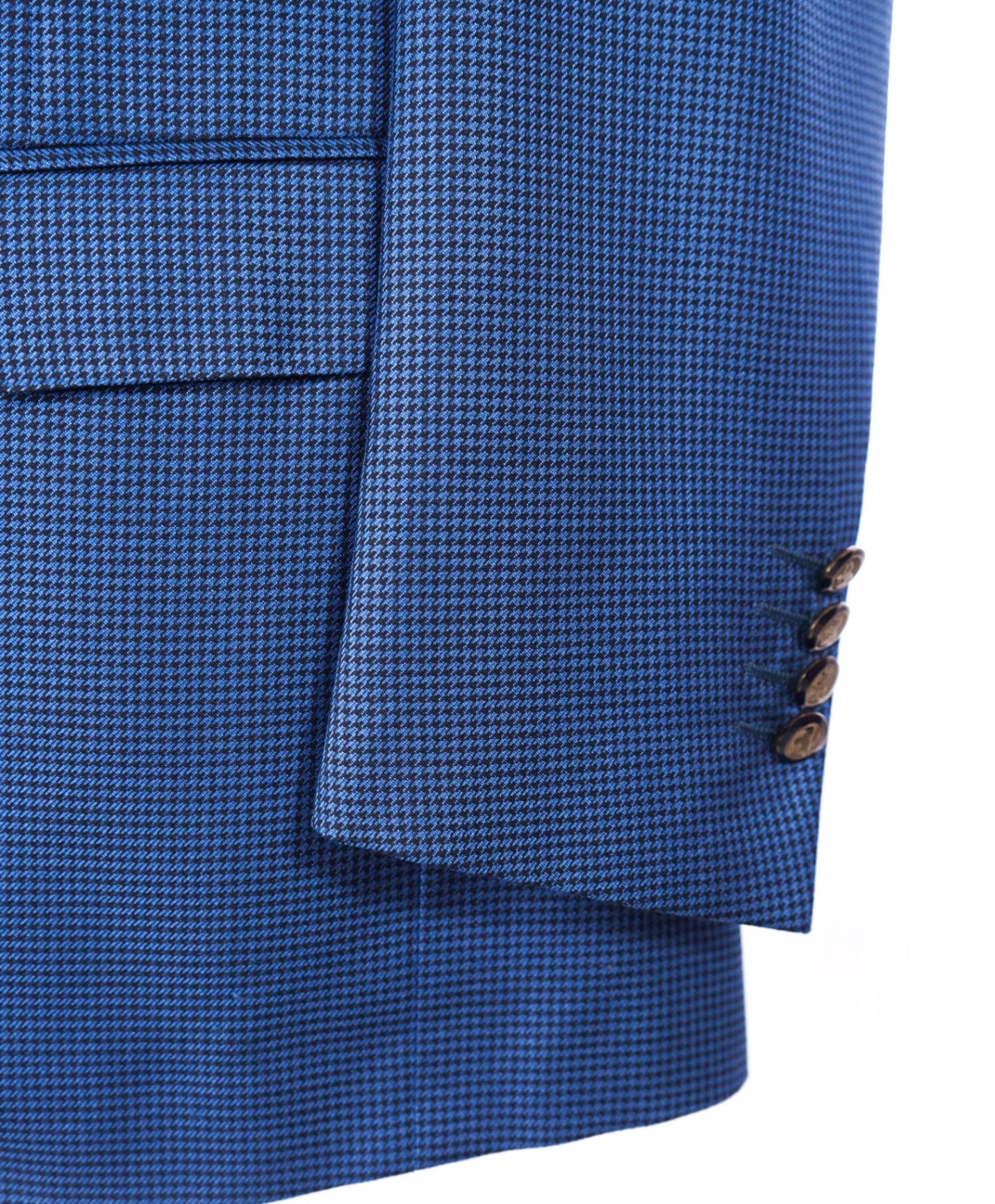 $1,295 RAVAZZOLO - Blue Houndstooth Silk/Wool Blazer - 40R