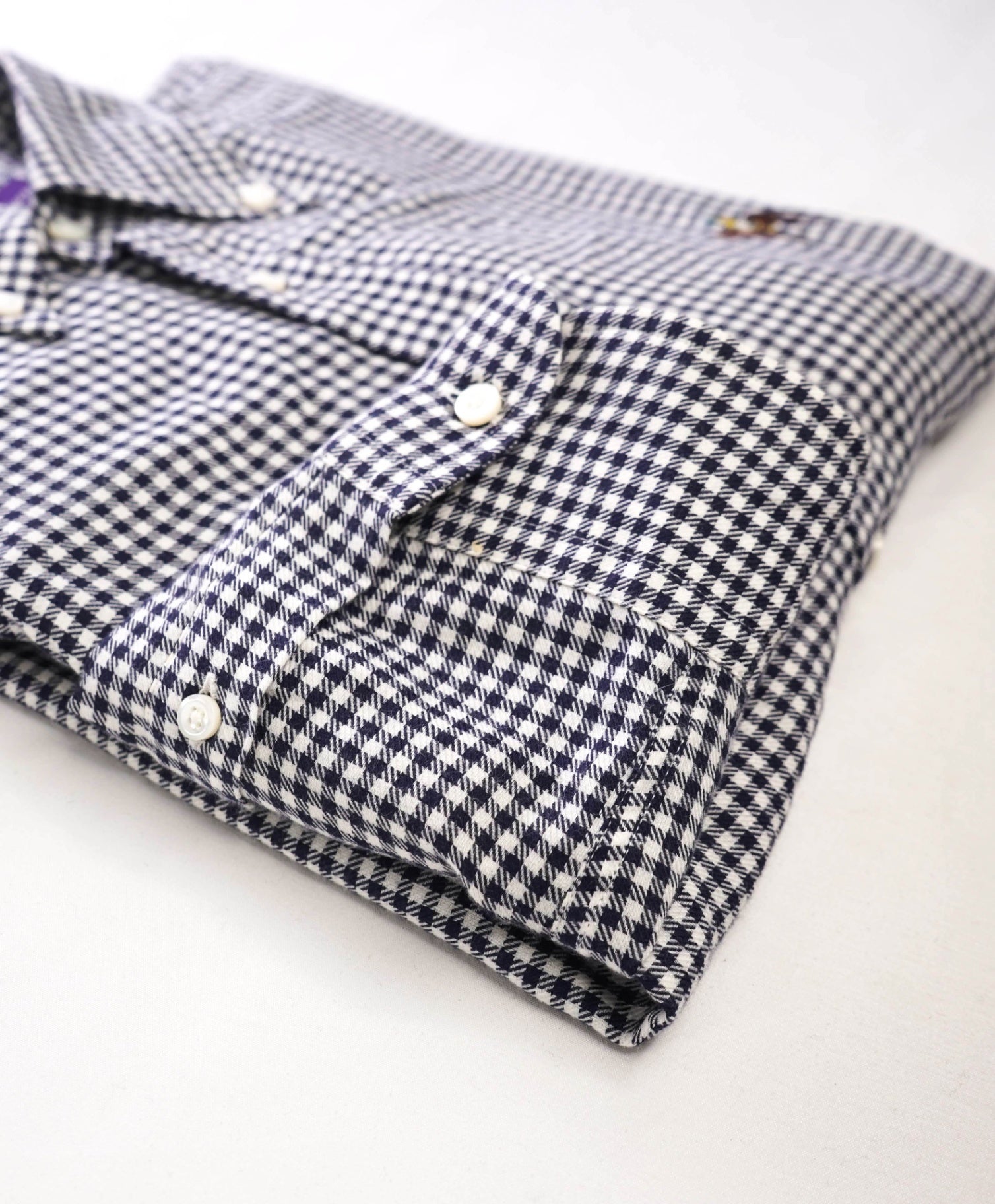 $450 Ralph Lauren Purple Label Blue/White Cotton/Cashmere Shirt - L