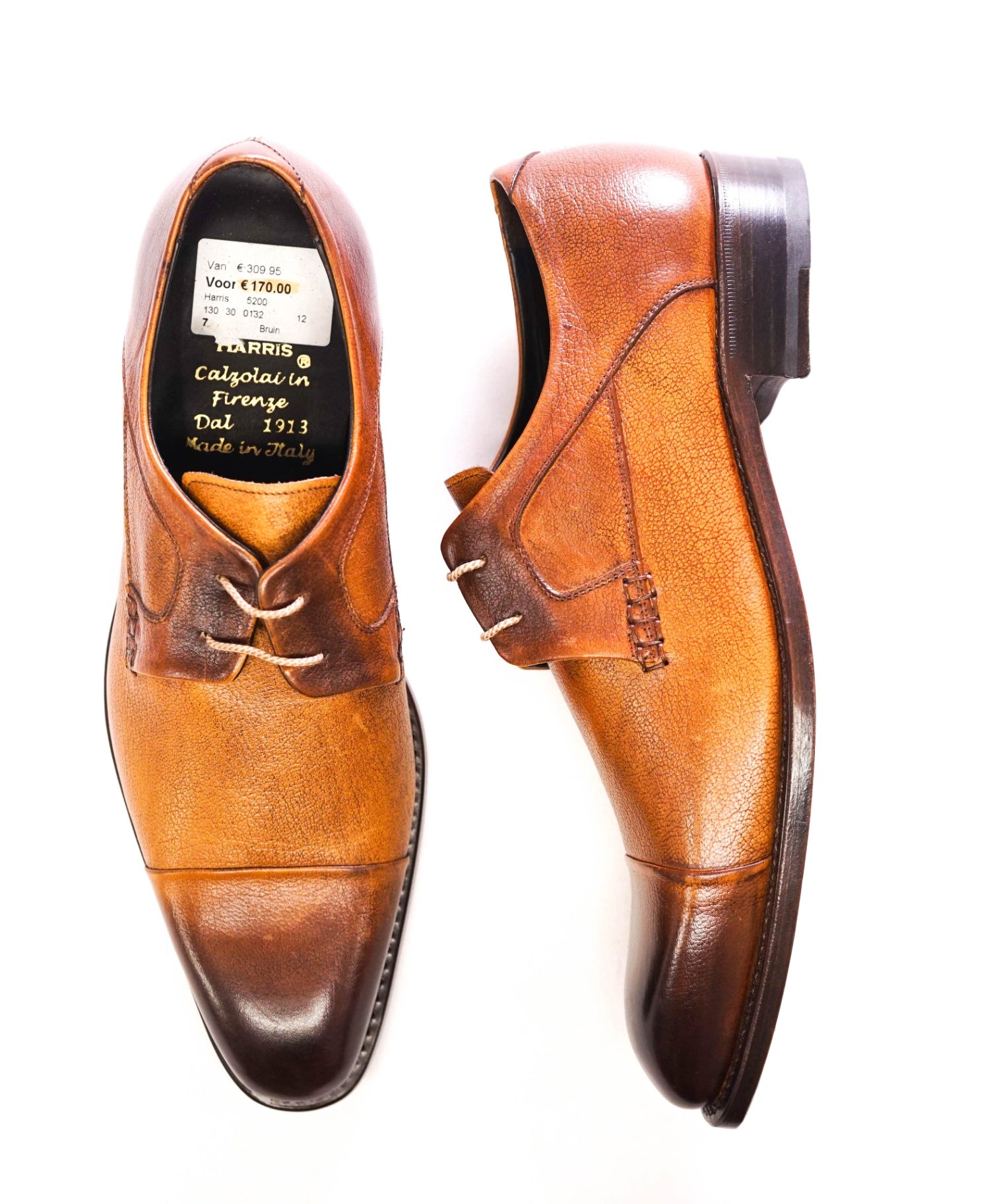 $400 Harris - Brown Patina Leather Cap-Toe Oxofrds 8US (7UK)