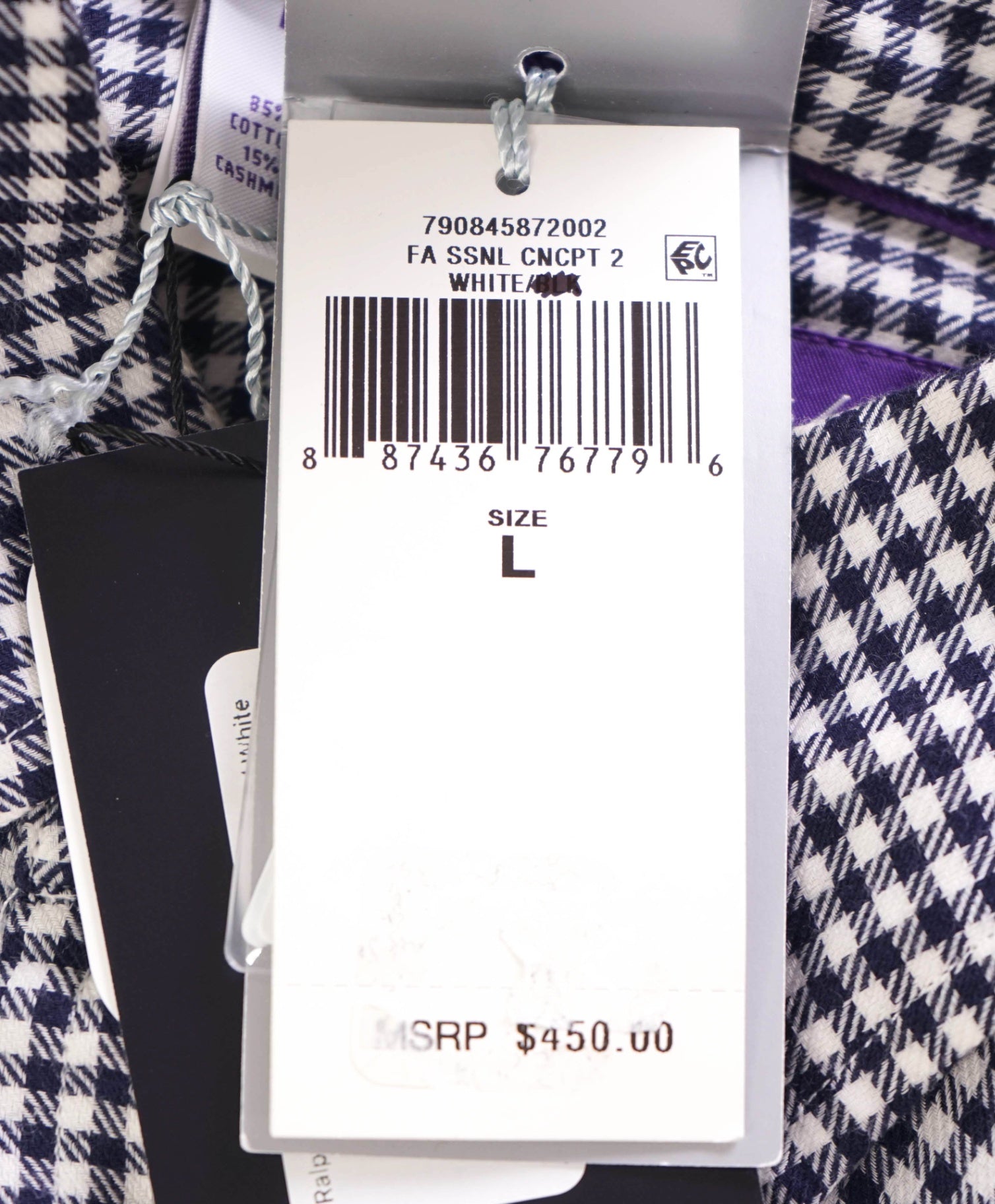 $450 Ralph Lauren Purple Label Blue/White Cotton/Cashmere Shirt - L