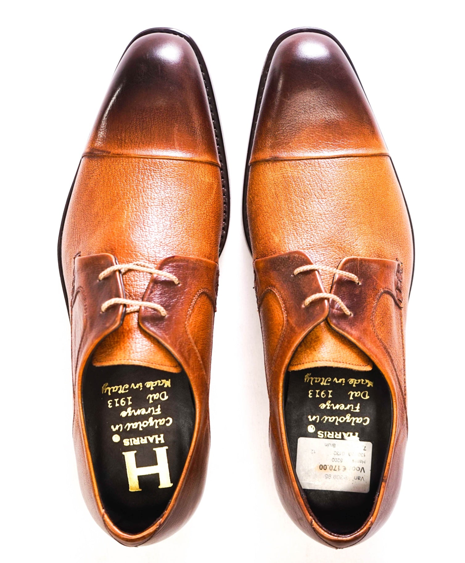 $400 Harris - Brown Patina Leather Cap-Toe Oxofrds 8US (7UK)