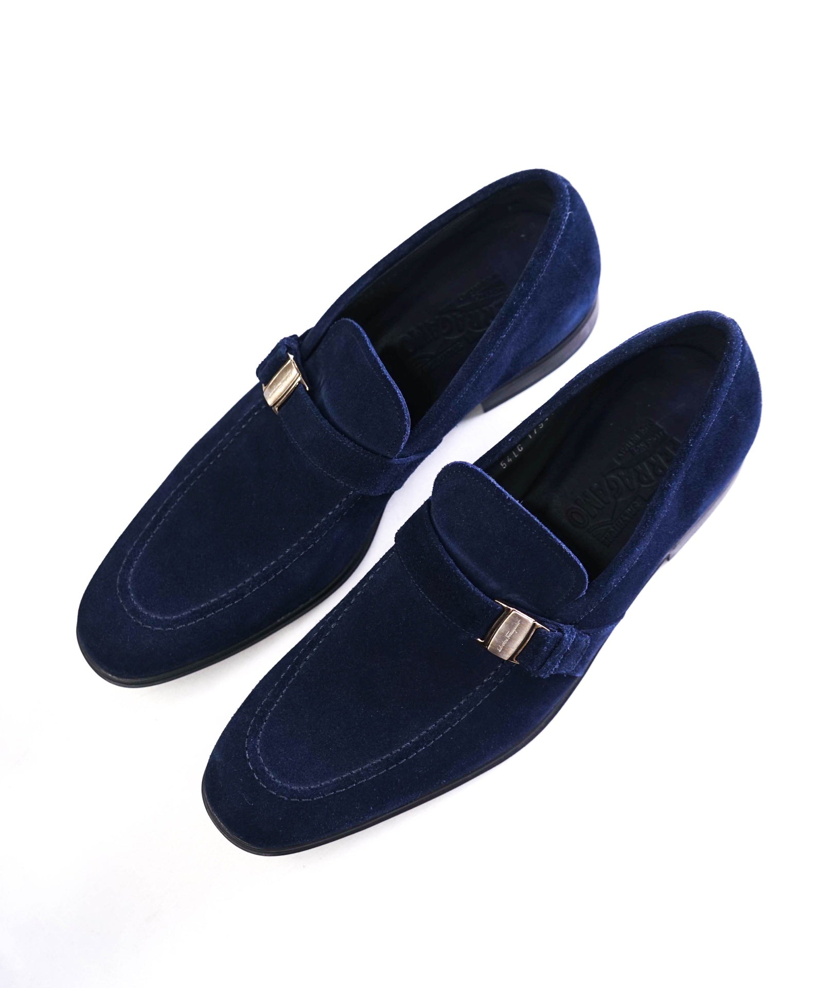 $850 Salvatore Ferragamo Navy Loafers Suede Footwear 9.5 D