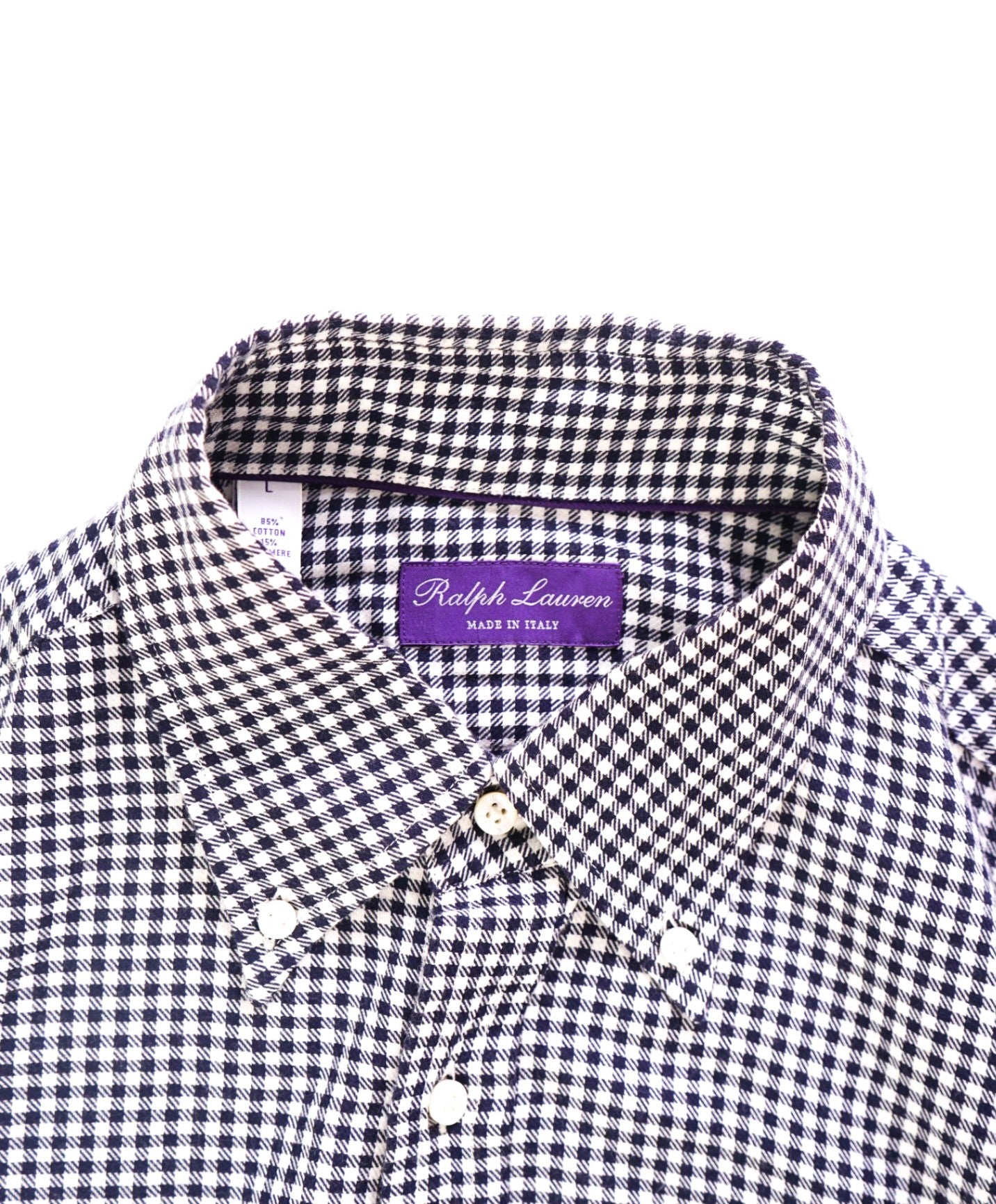 $450 Ralph Lauren Purple Label Blue/White Cotton/Cashmere Shirt - L