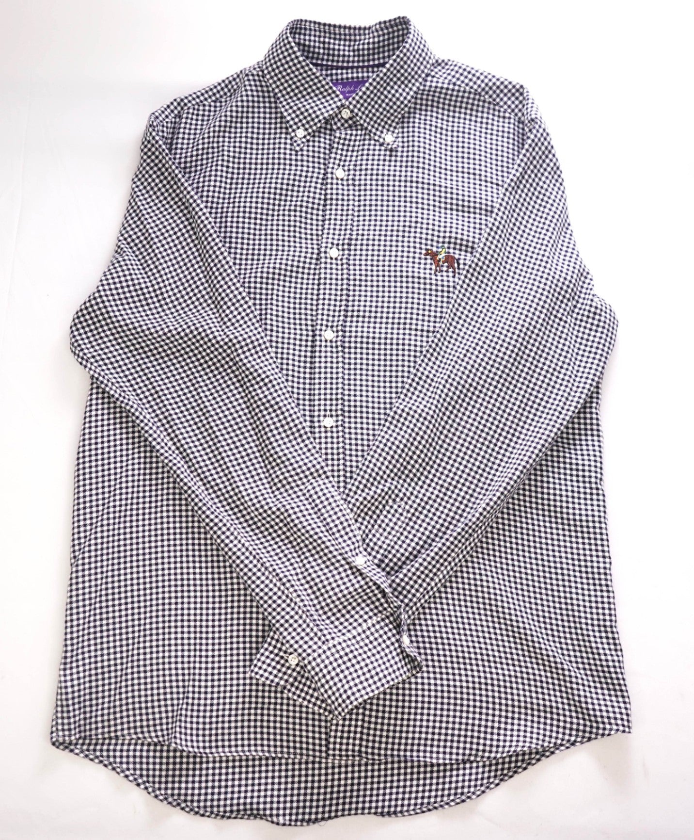 $450 Ralph Lauren Purple Label Blue/White Cotton/Cashmere Shirt - L