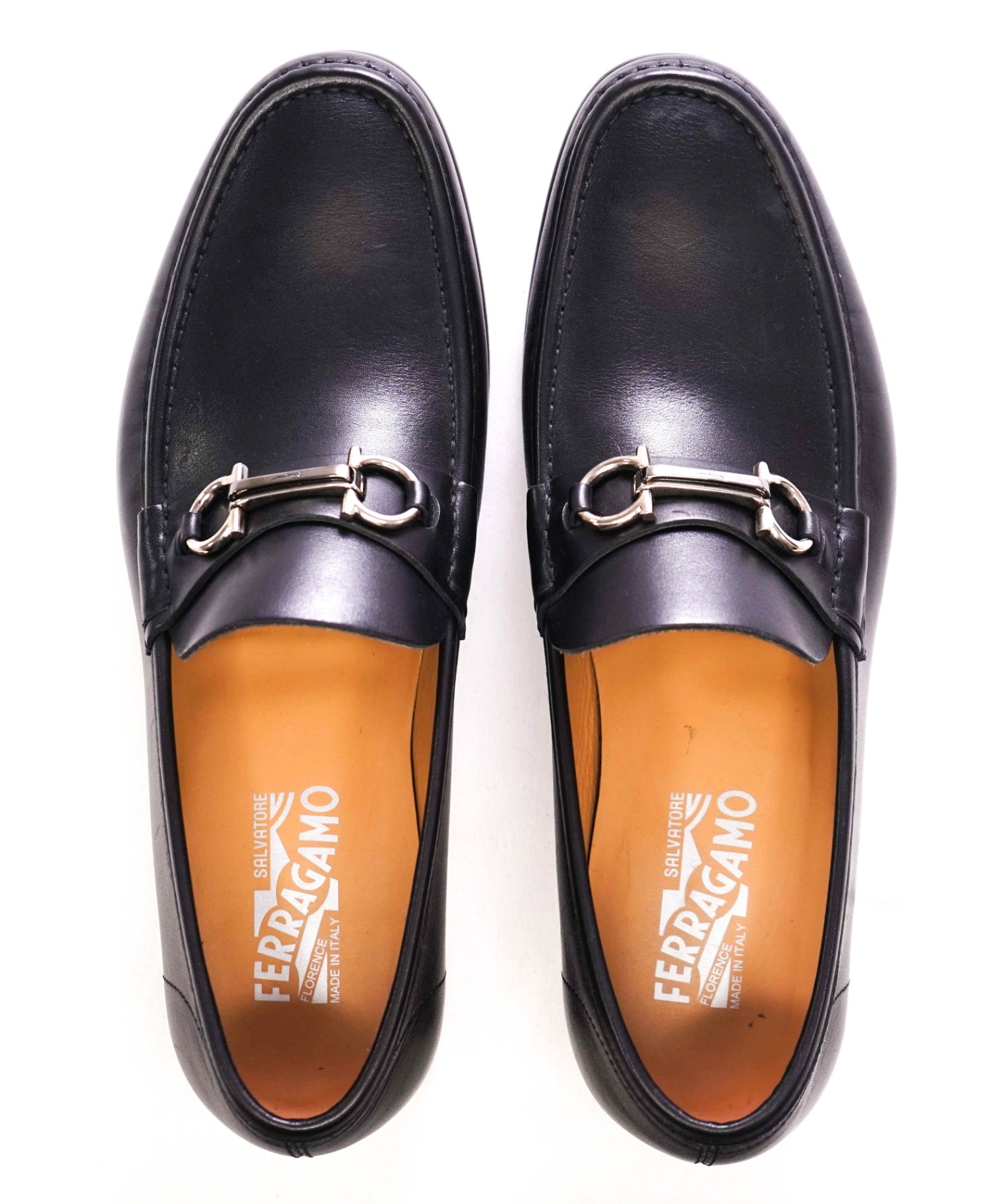 $850 FERRAGAMO - "Rafael" Black Leather Loafers - 10 EE