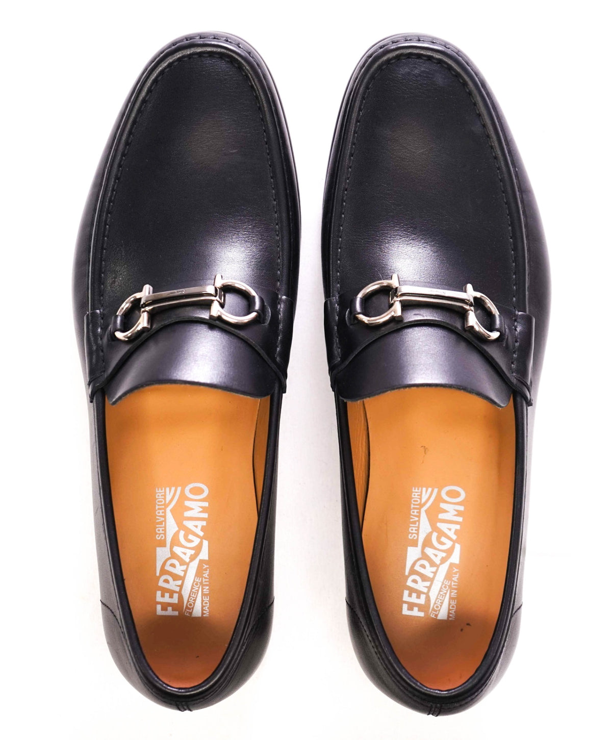 $850 FERRAGAMO - "Rafael" Black Leather Loafers - 10 EE