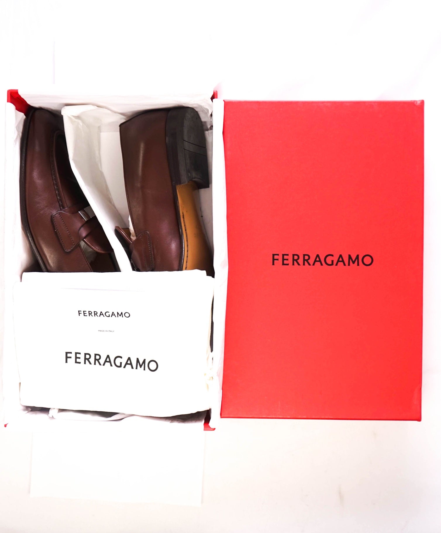 $1,095 Ferragamo Brown "DUMAS" Loafers Leather Footwear 9.5 EE