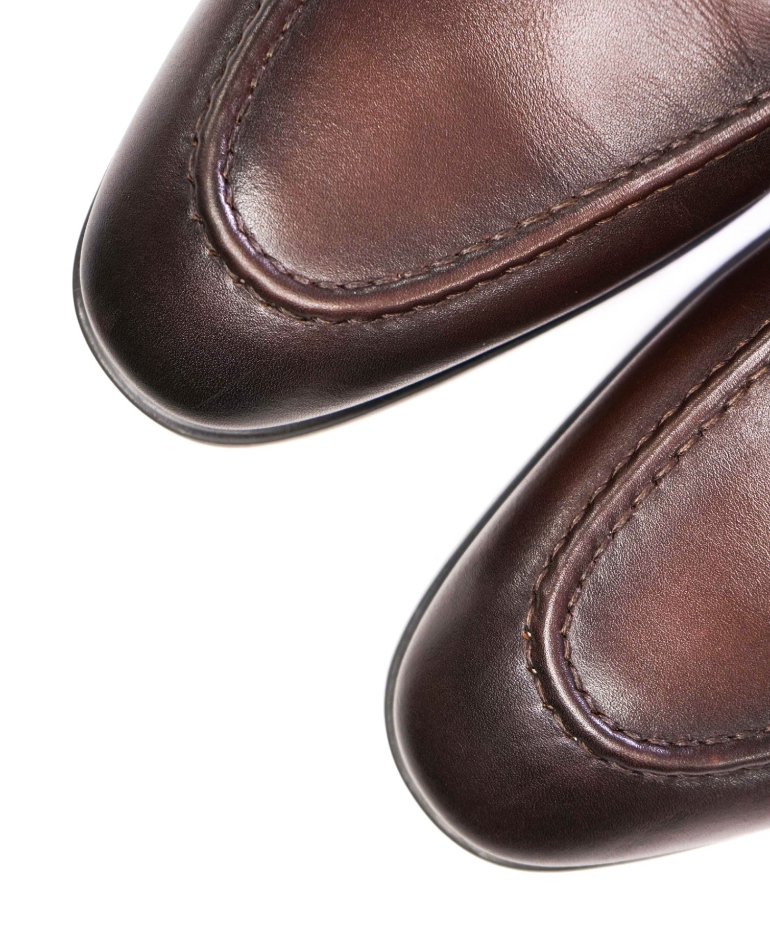 $1,050 Santoni Dark Brown Leather Penny Loafers US 9 (UK8)