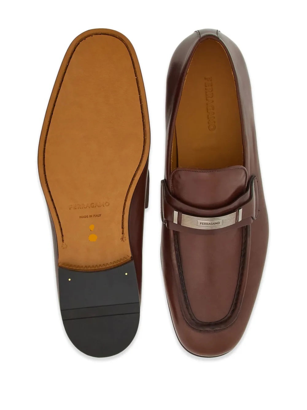 $1,095 Ferragamo Brown "DUMAS" Loafers Leather Footwear 9.5 EE