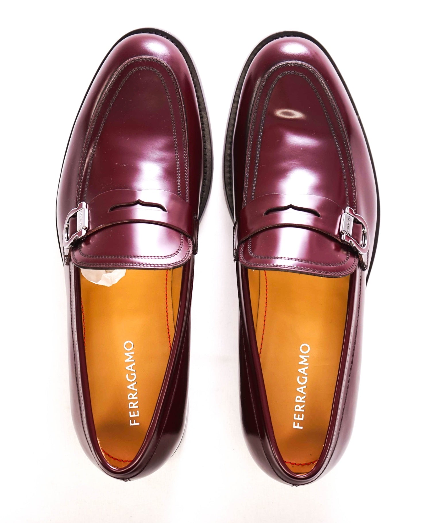 $1,095 FERRAGAMO Burgundy "CANADA" Leather Loafers 11 EE