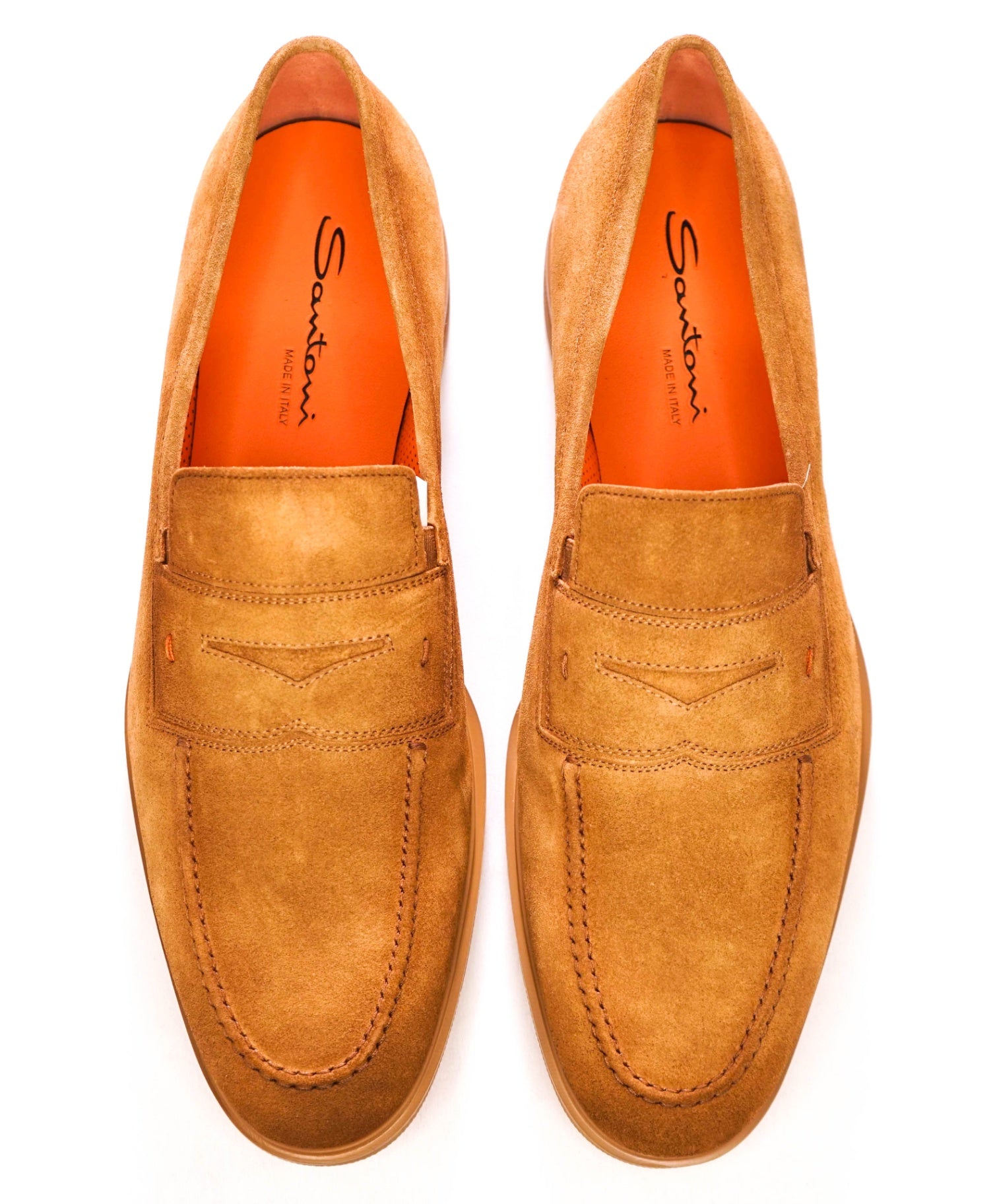 $750 SANTONI "Easy" Light Brown Sand Suede Loafers US 12 (UK11)