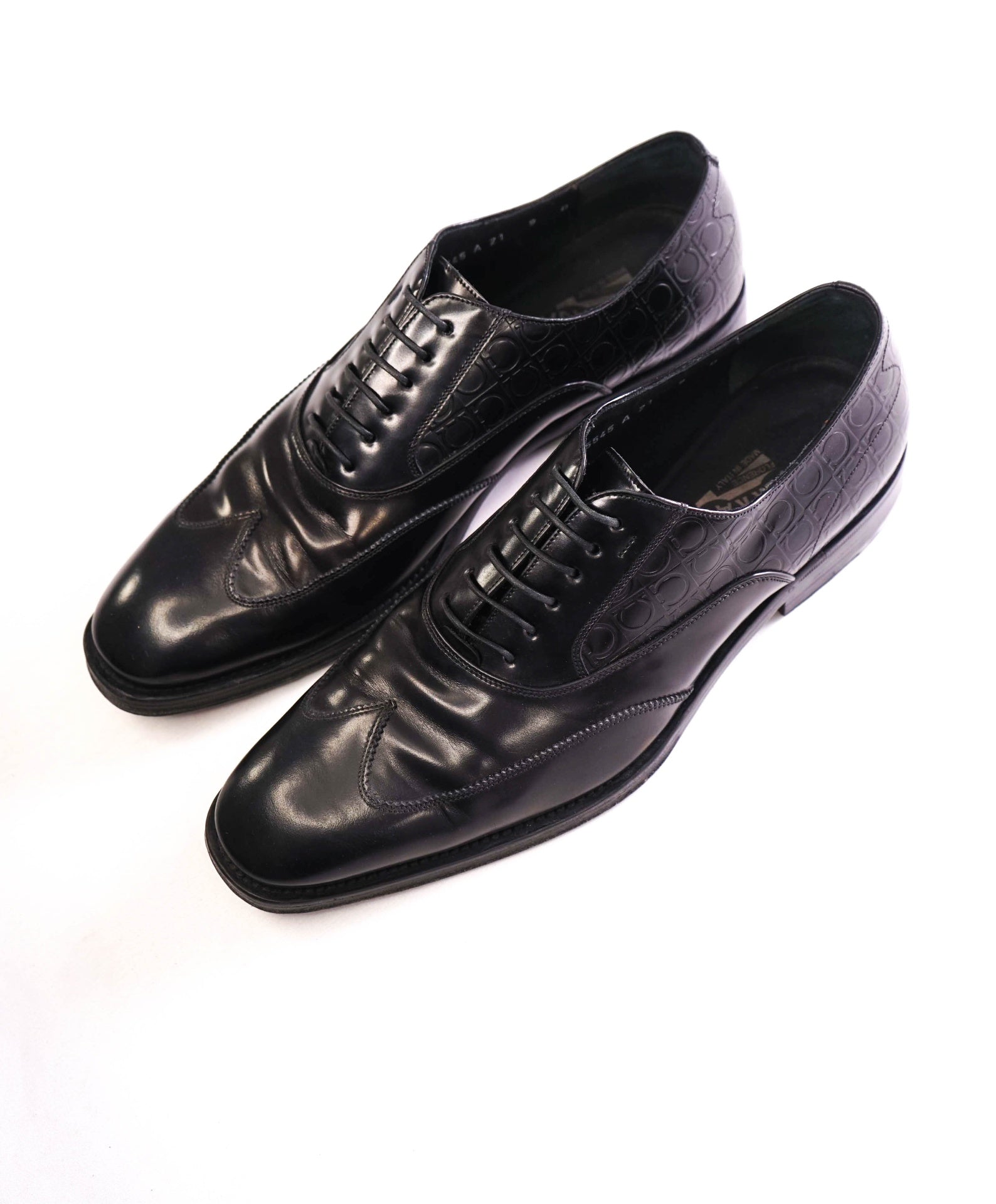 $1,050 FERRAGAMO Black Oxfords "CEZANNE" Leather Oxfords 9 D