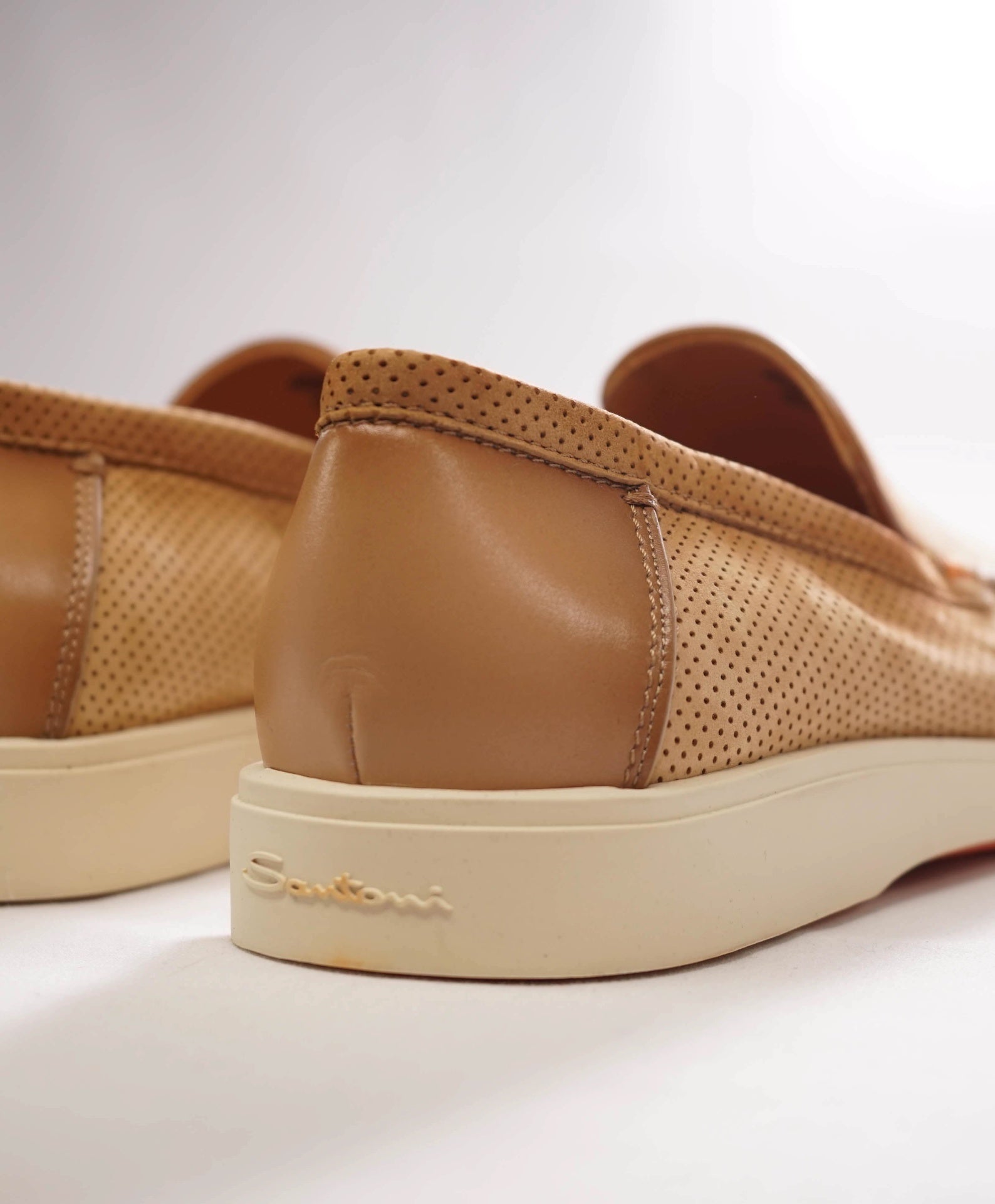 $790 SANTONI Sand Suede "SUMMER WALK" Loafers US 9 (UK8)