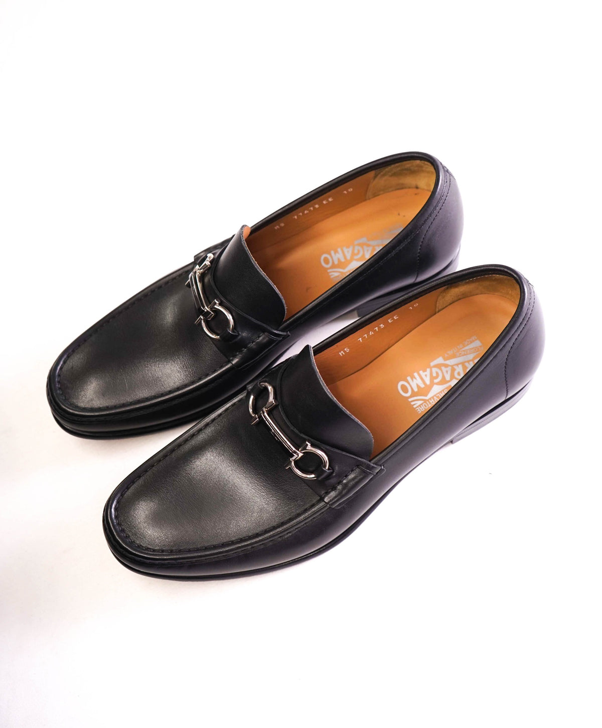 $850 FERRAGAMO - "Rafael" Black Leather Loafers - 10 EE