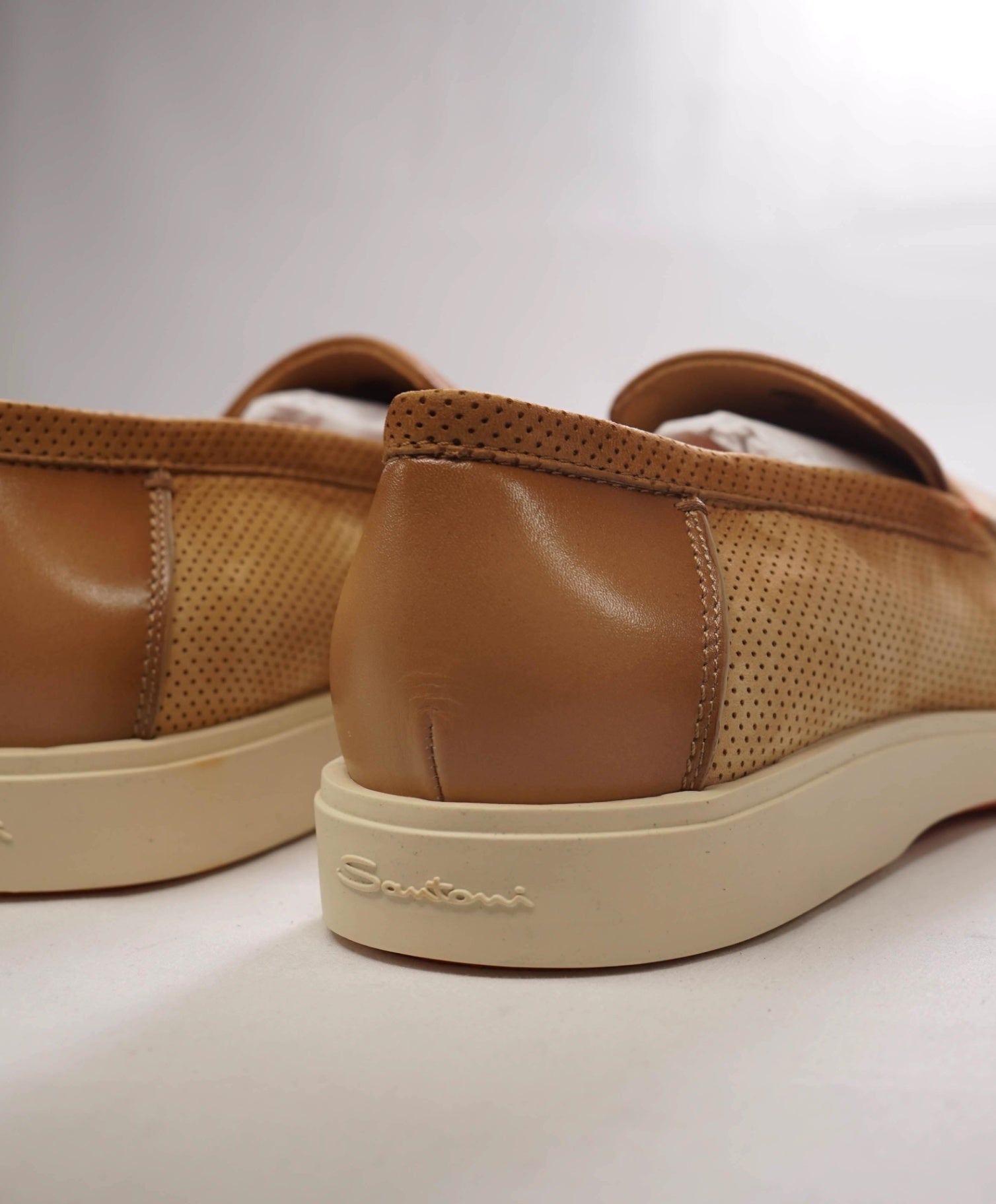$790 SANTONI Sand Suede "SUMMER WALK" Loafers US 11.5 (UK10.5)