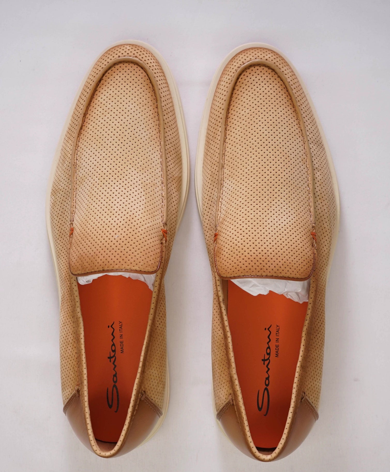$790 SANTONI Sand Suede "SUMMER WALK" Loafers US 11.5 (UK10.5)