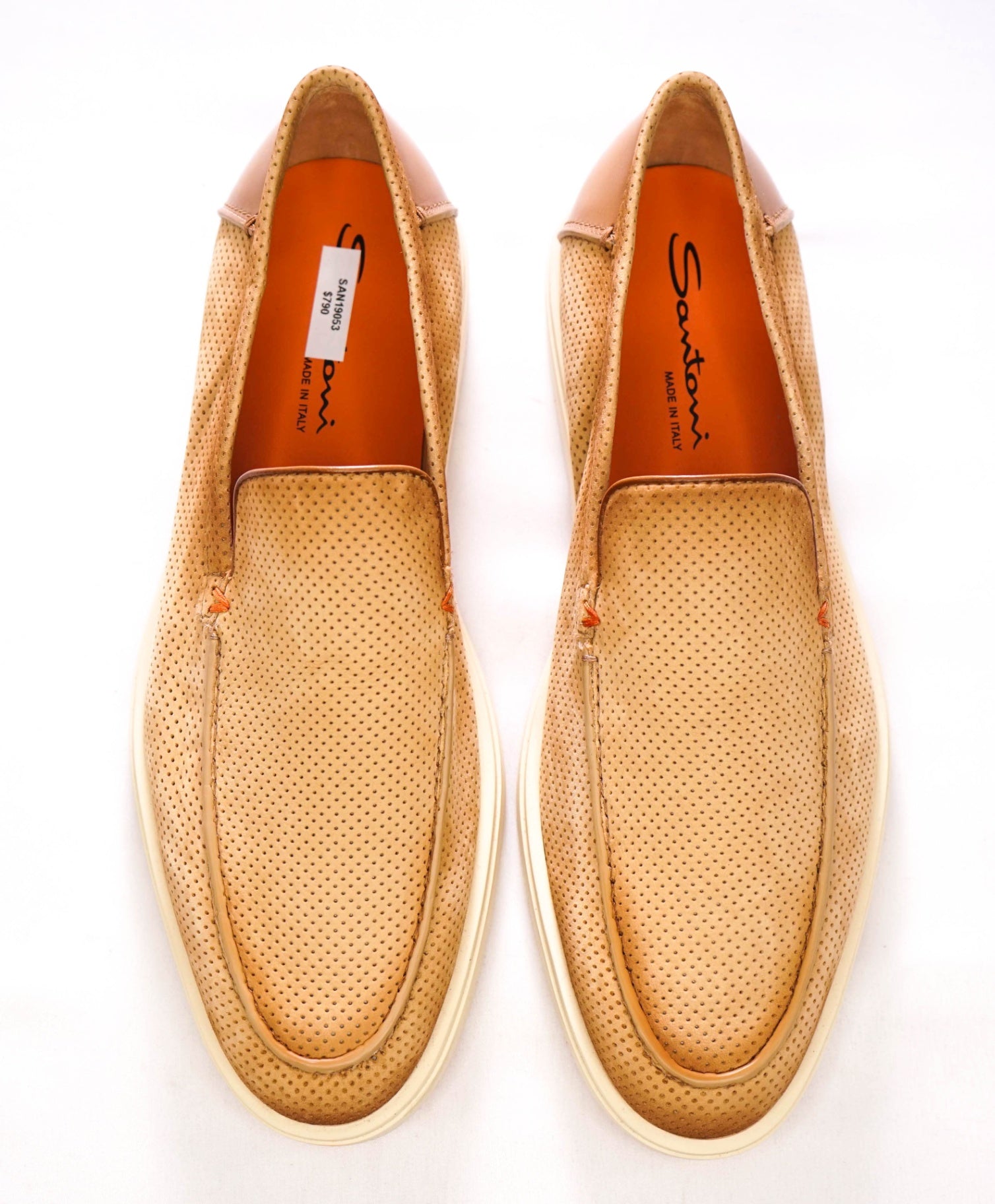 $790 SANTONI Sand Suede "SUMMER WALK" Loafers US 9 (UK8)