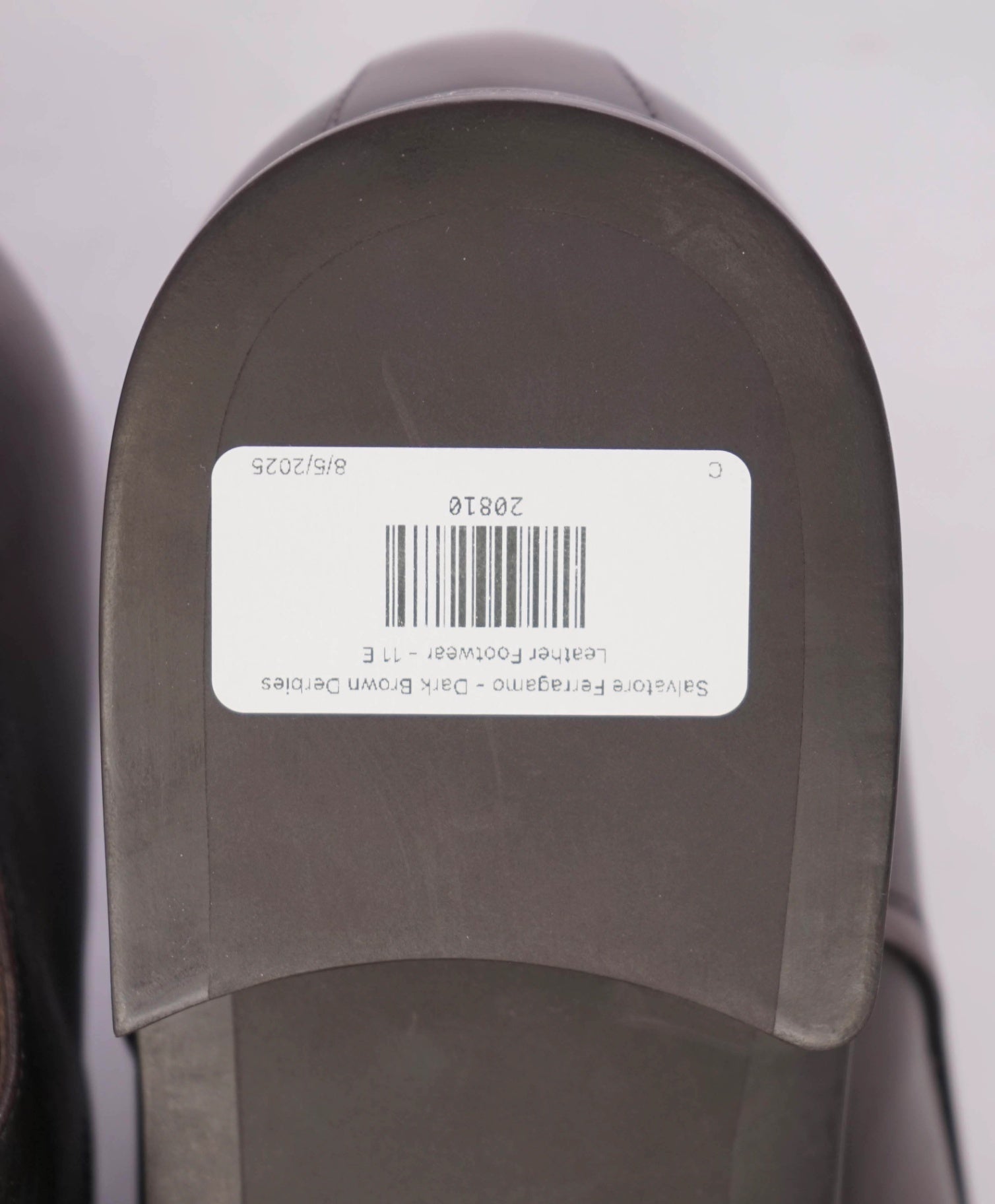 $850 FERRAGAMO - Dark Brown Brogue Leather Derbies - 11 E