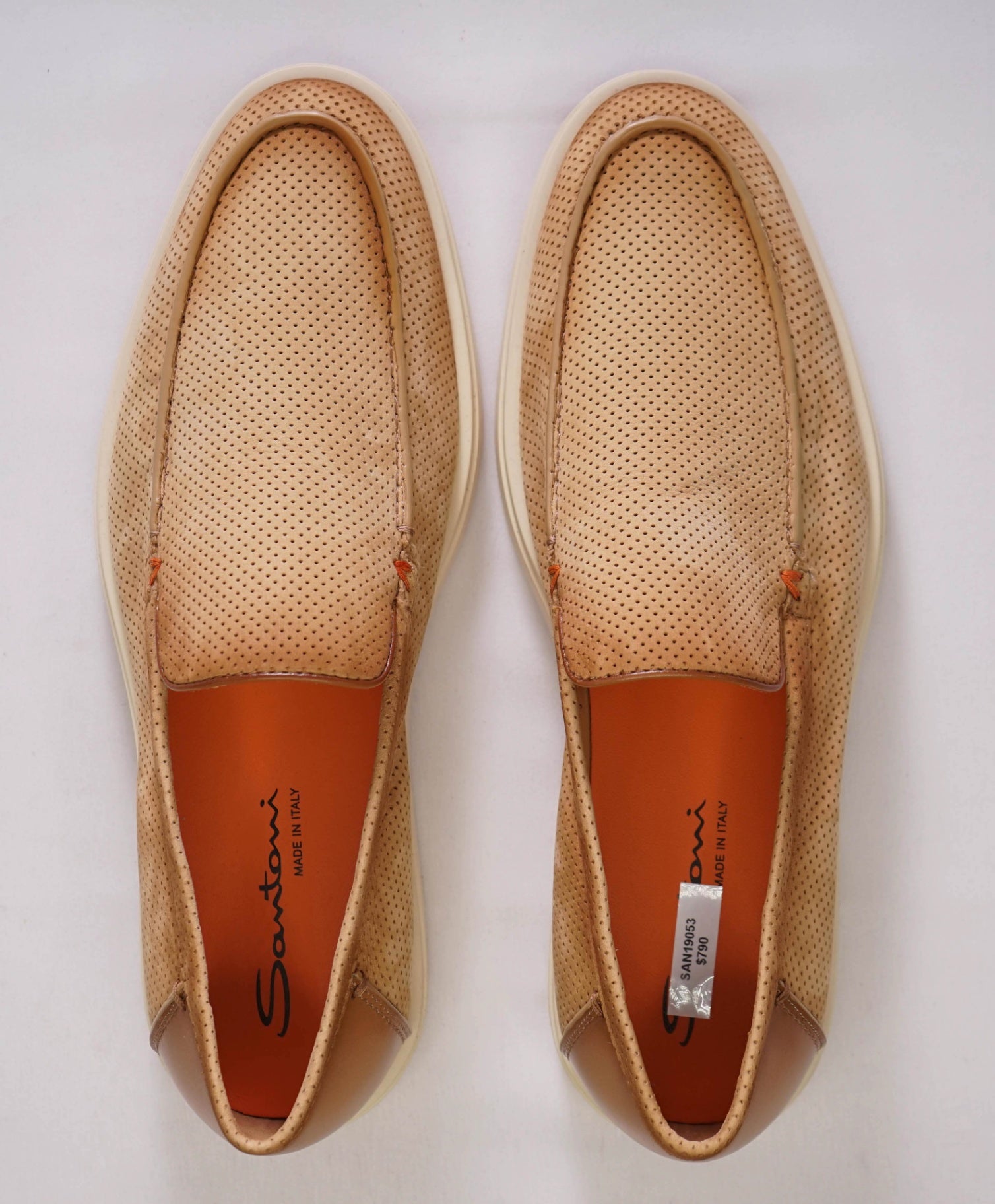 $790 SANTONI Sand Suede "SUMMER WALK" Loafers US 9 (UK8)