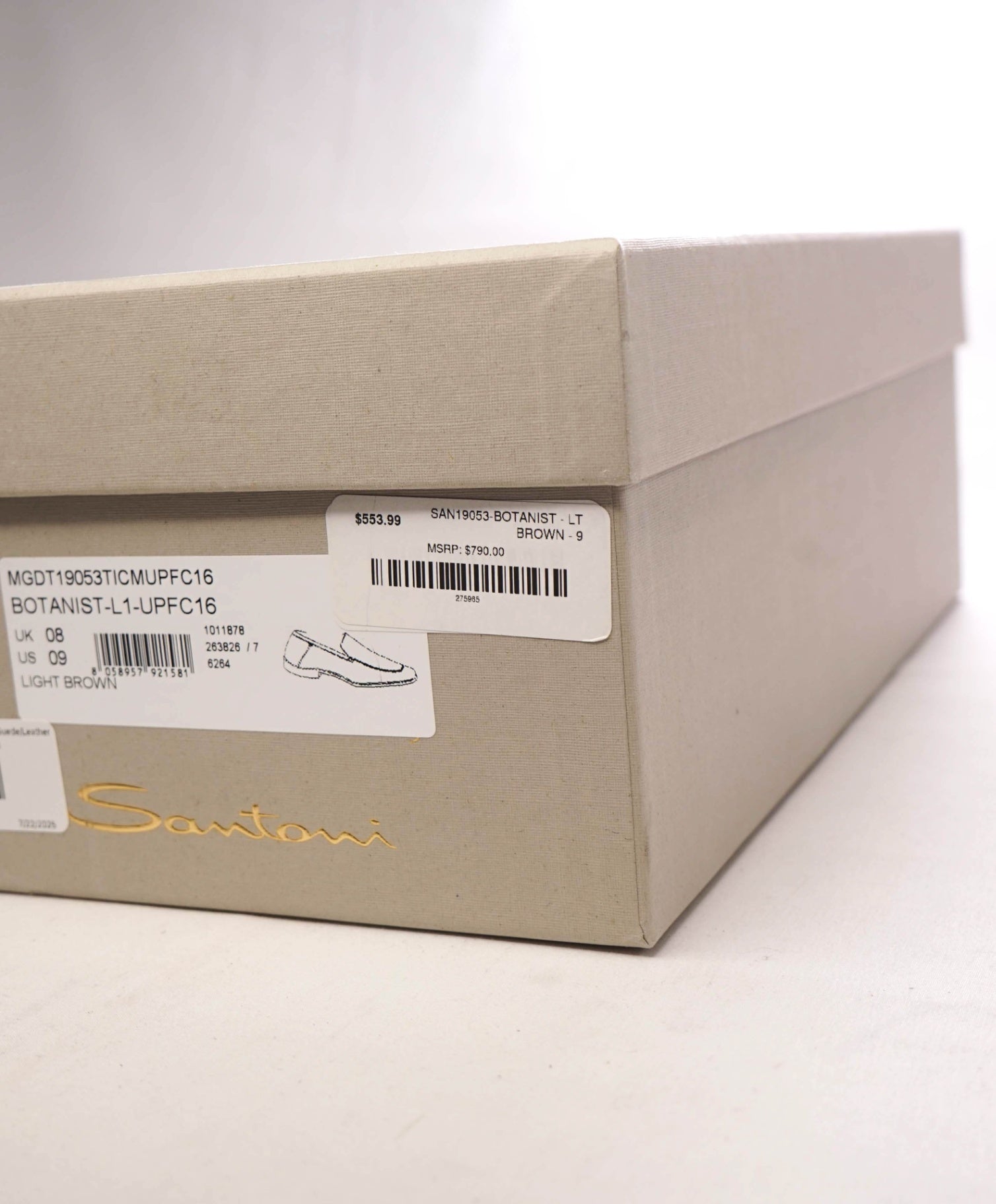 $790 SANTONI Sand Suede "SUMMER WALK" Loafers US 9 (UK8)