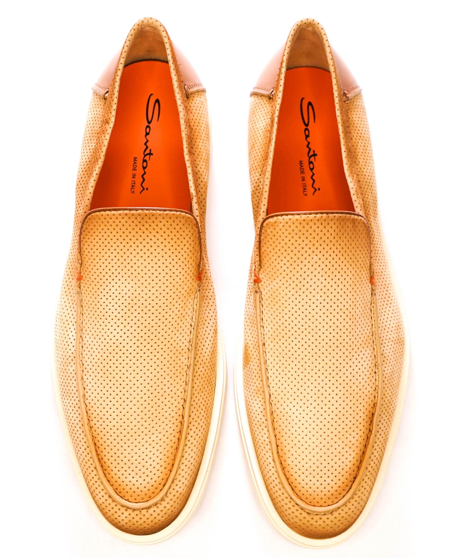 $790 SANTONI Sand Suede "SUMMER WALK" Loafers US 11.5 (UK10.5)