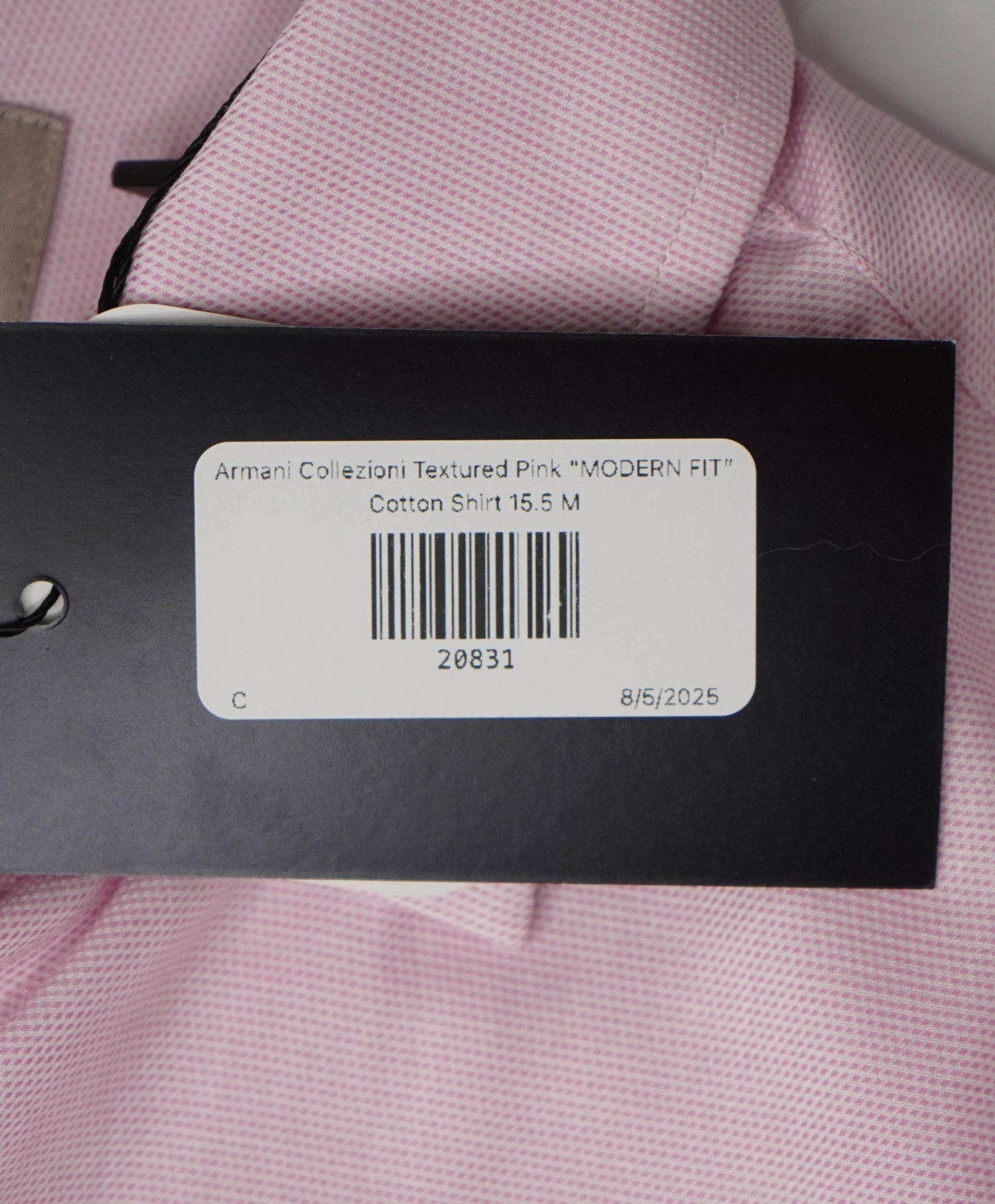 $195 Armani Collezioni - Textured Pink "MODERN FIT" Cotton Shirt - 15.5 M