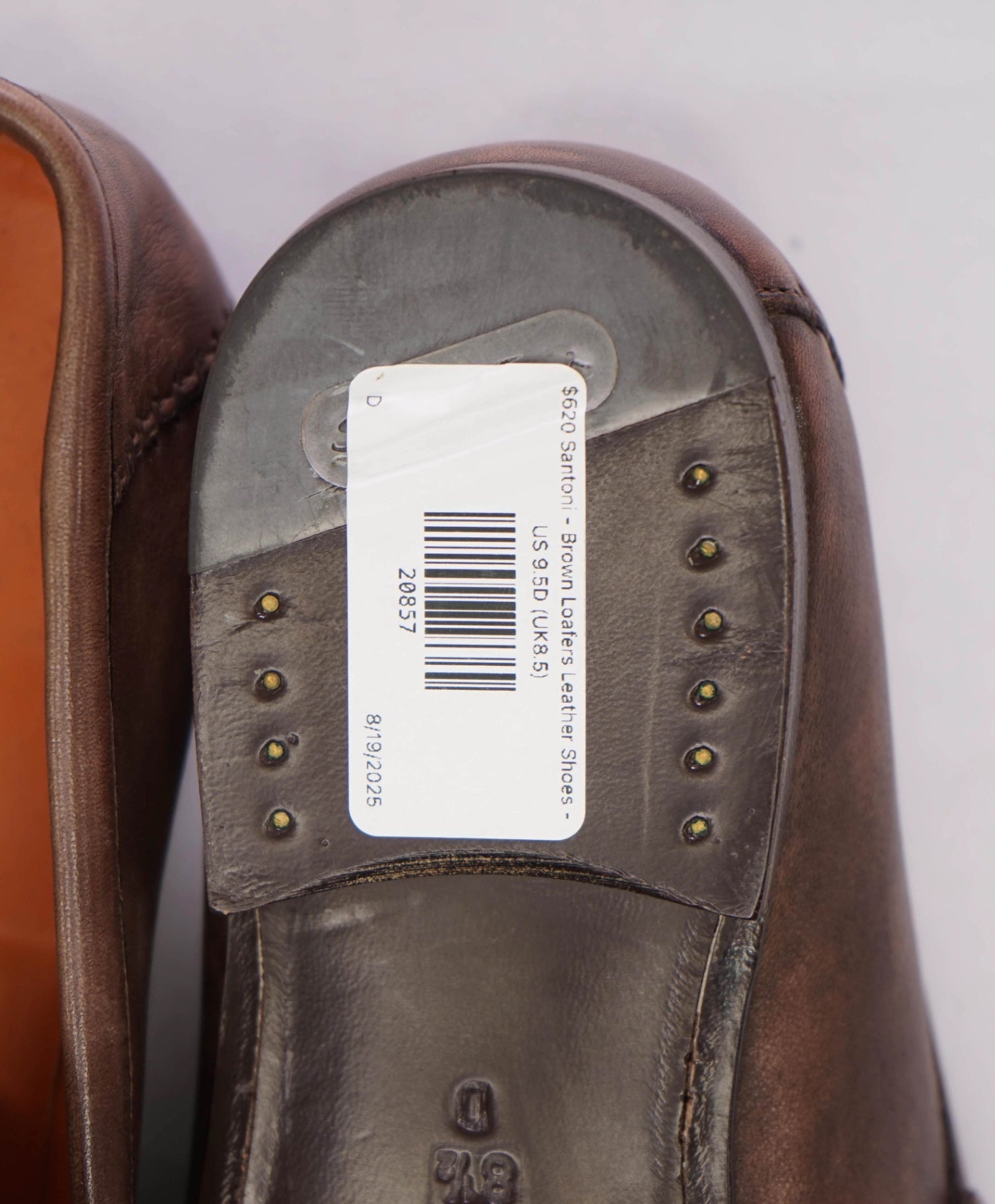 $720 Santoni - Brown Venetian Marble Patina Loafers - US 9.5D (UK8.5)