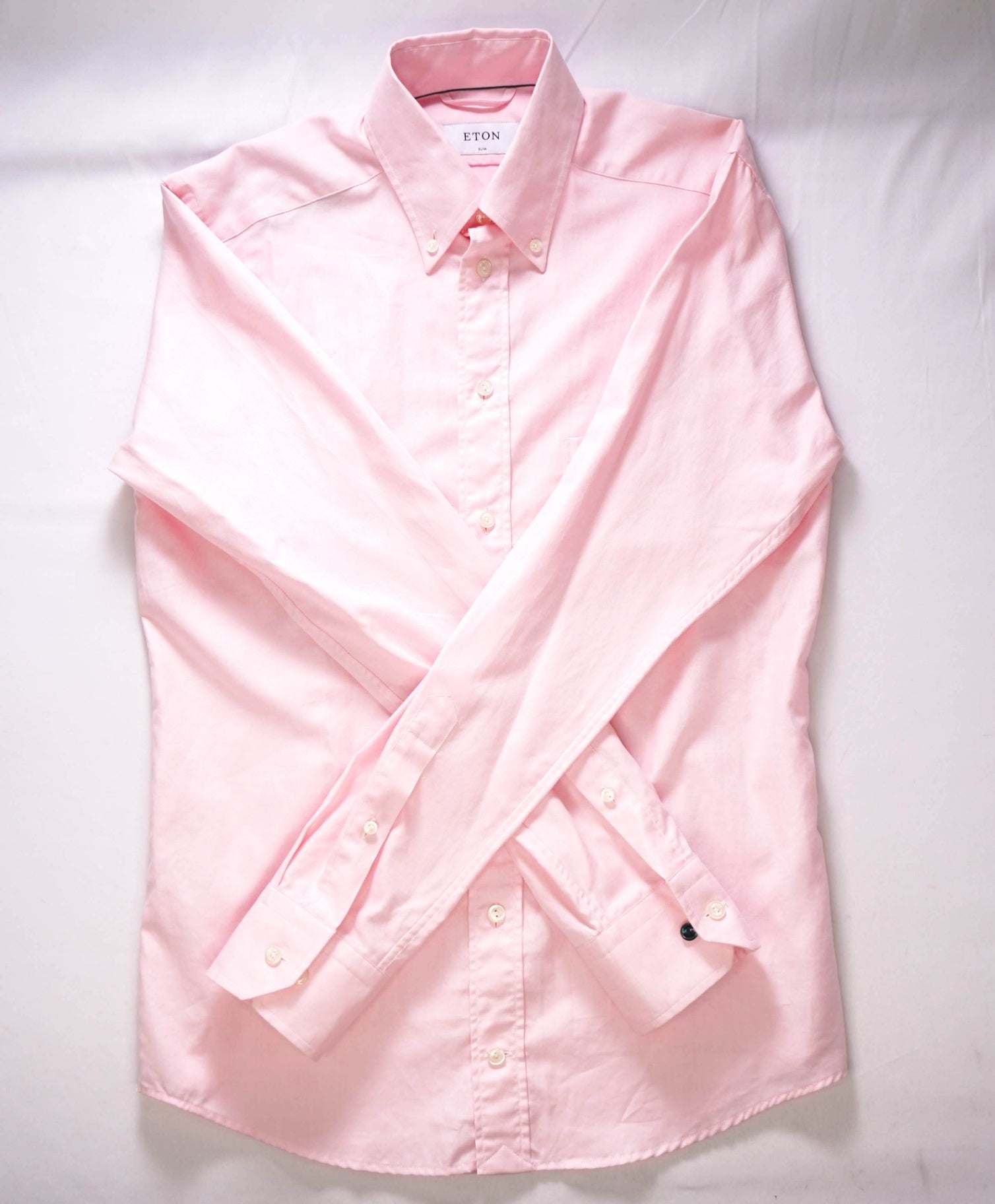 $295 ETON - Solid Pink "SLIM FIT" Oxford Cotton Shirt - S
