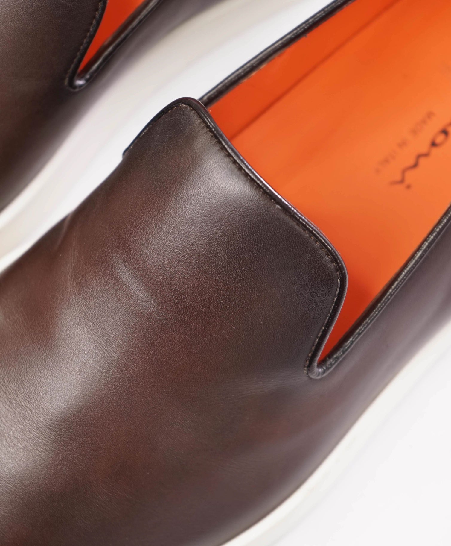 $850 Santoni - Brown Leather Slip-On Leather Loafers - US 10 (9UK)