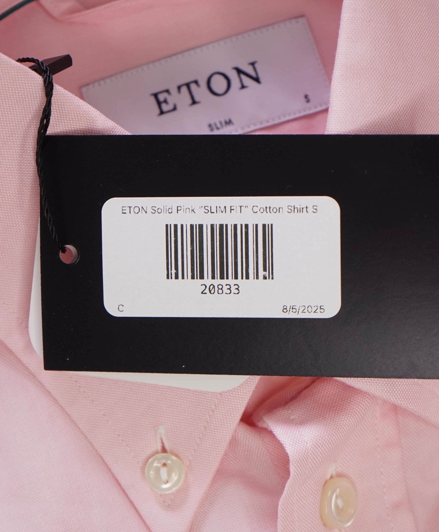 $295 ETON - Solid Pink "SLIM FIT" Oxford Cotton Shirt - S