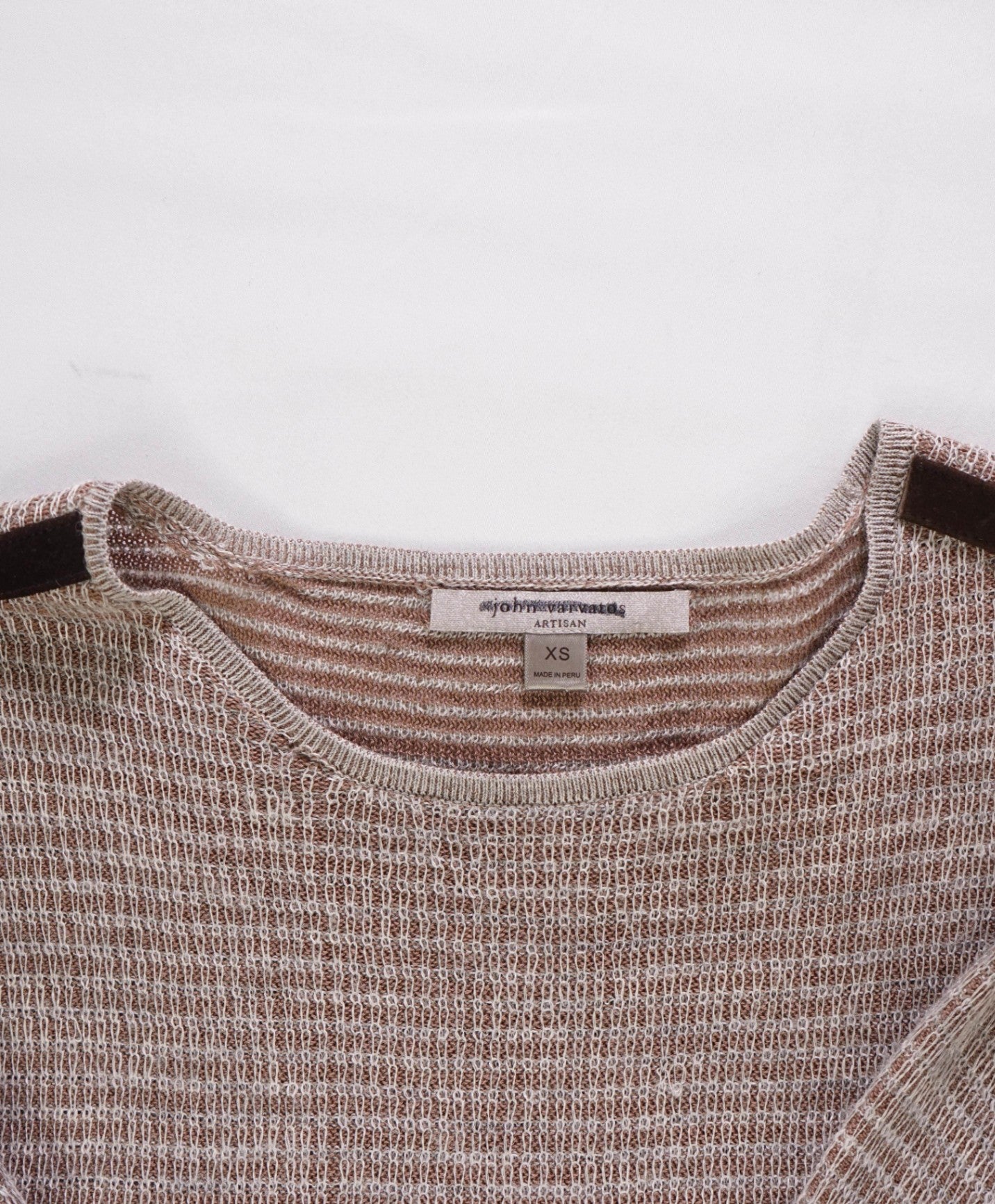 $448 JOHN VARVATOS - Brown Knitted Cotton/Alpaca/Silk Shirt - XS