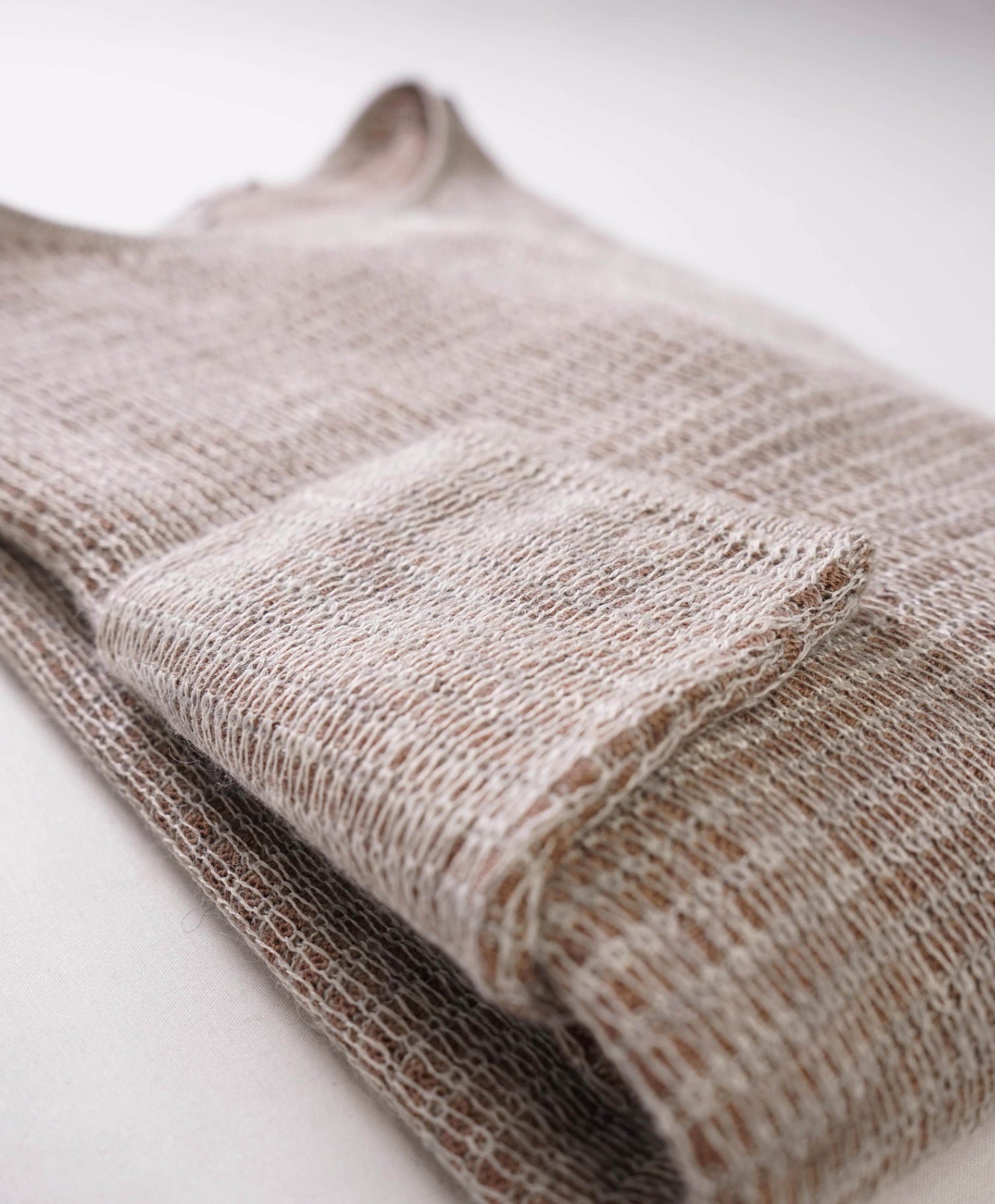 $448 JOHN VARVATOS - Brown Knitted Cotton/Alpaca/Silk Shirt - XS