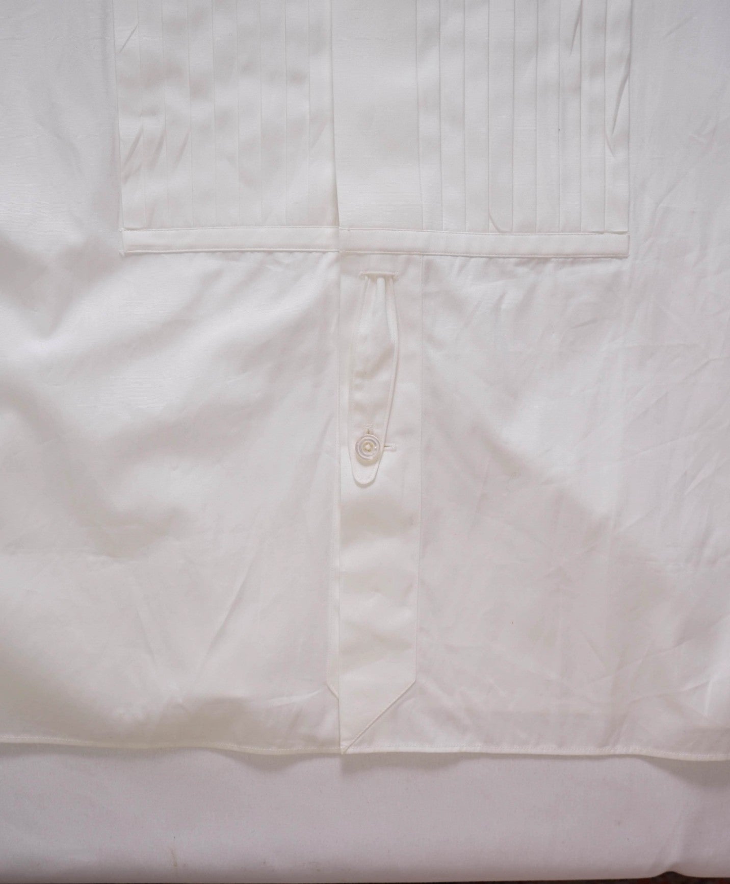 $990 Tom Ford - White pleated Tuxedo Cotton Shirt - 46/18