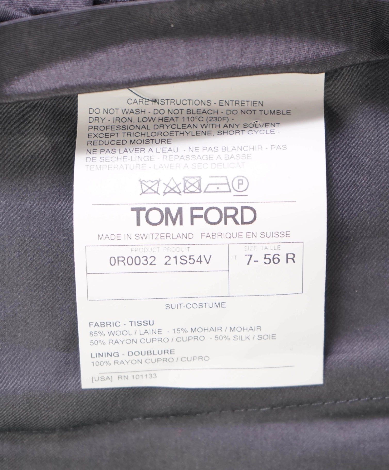 $1,575 TOM FORD - Navy Wool/Mohair Tuxedo Dinner Pants - 37W