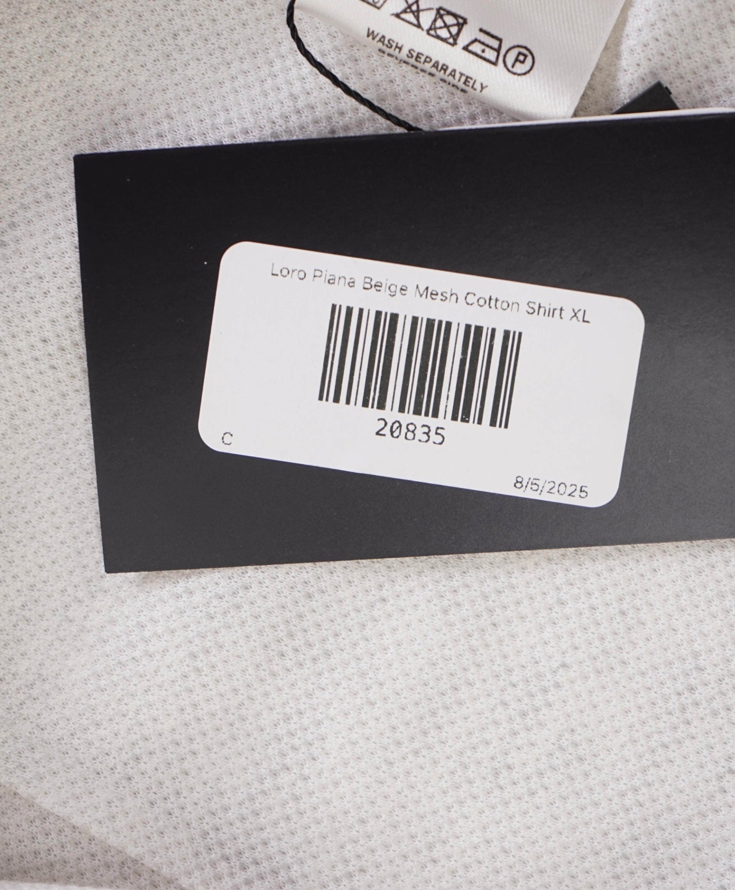 $1,300 LORO PIANA - Stone Neutral Pique Cotton Shirt - XL