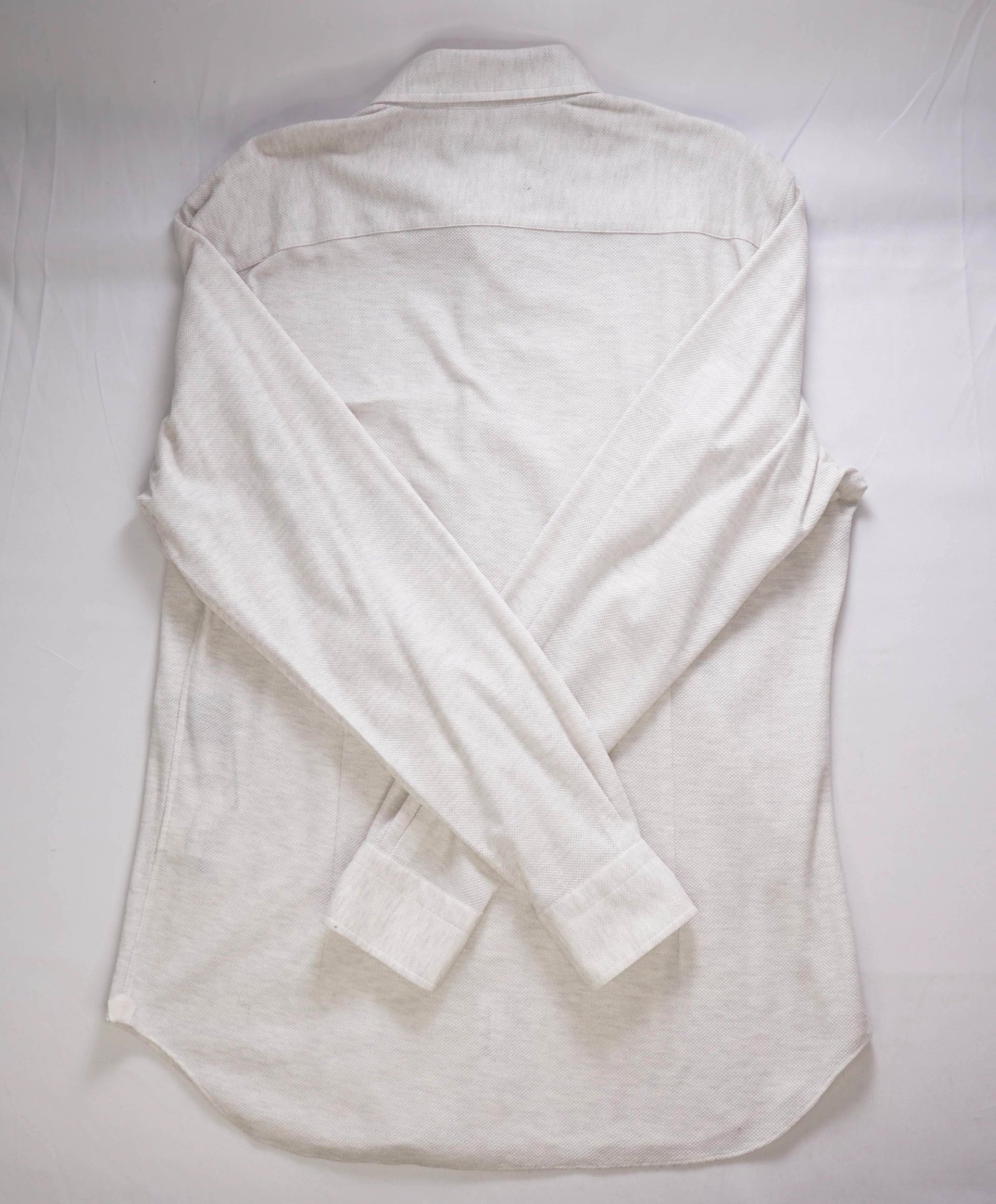 $1,300 LORO PIANA - Stone Neutral Pique Cotton Shirt - XL