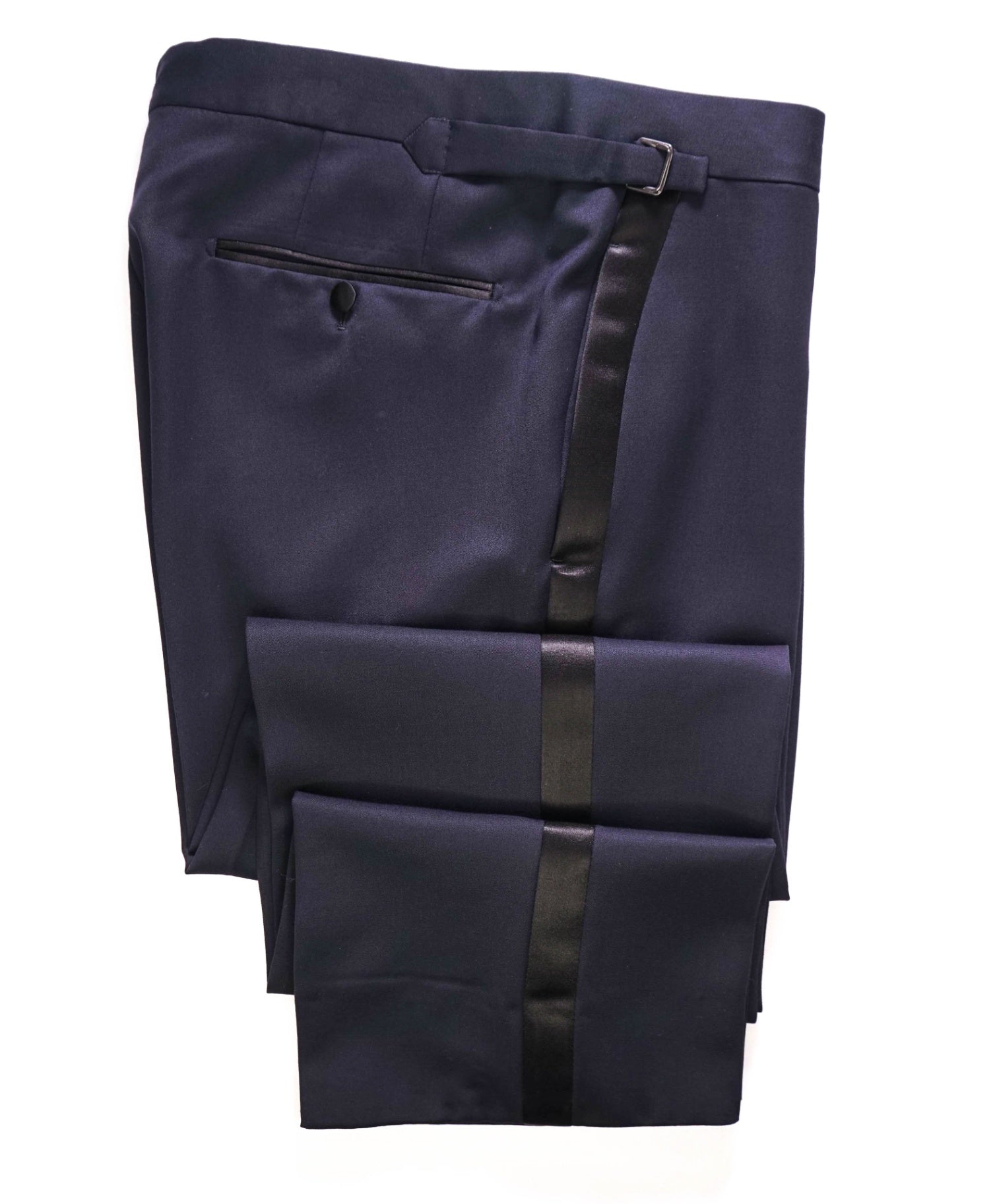 $1,575 TOM FORD - Navy Wool/Mohair Tuxedo Dinner Pants - 37W