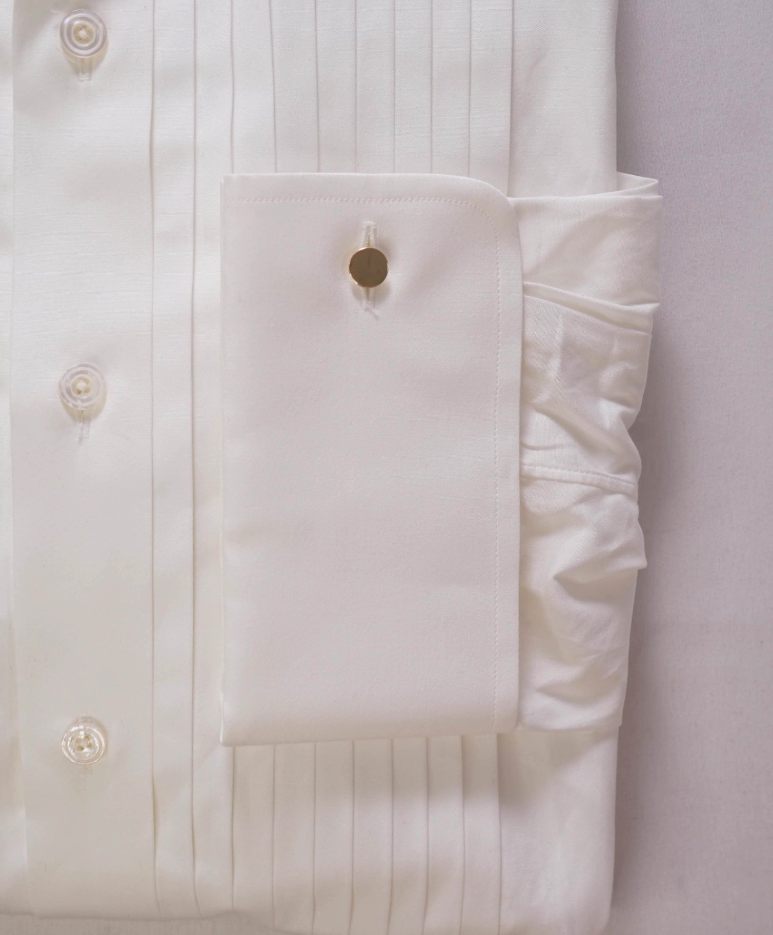 $990 Tom Ford - White pleated Tuxedo Cotton Shirt - 46/18