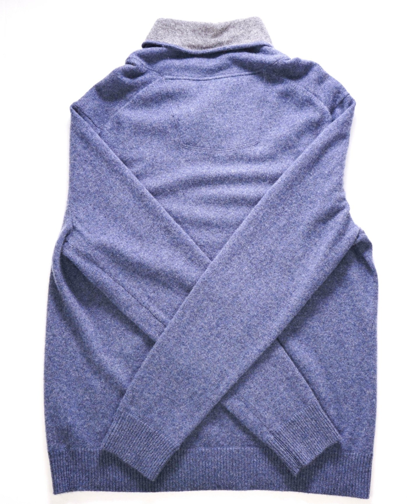 $395 SAKS FIFTH AVENUE Blue/Gray Cashmere Shawl Collar Sweater L