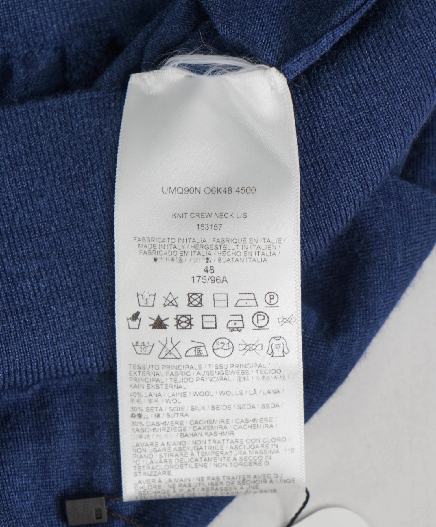 $1,095 Brioni - Navy Wool/Silk/Cashmere Crewneck Sweater - 38 (S)
