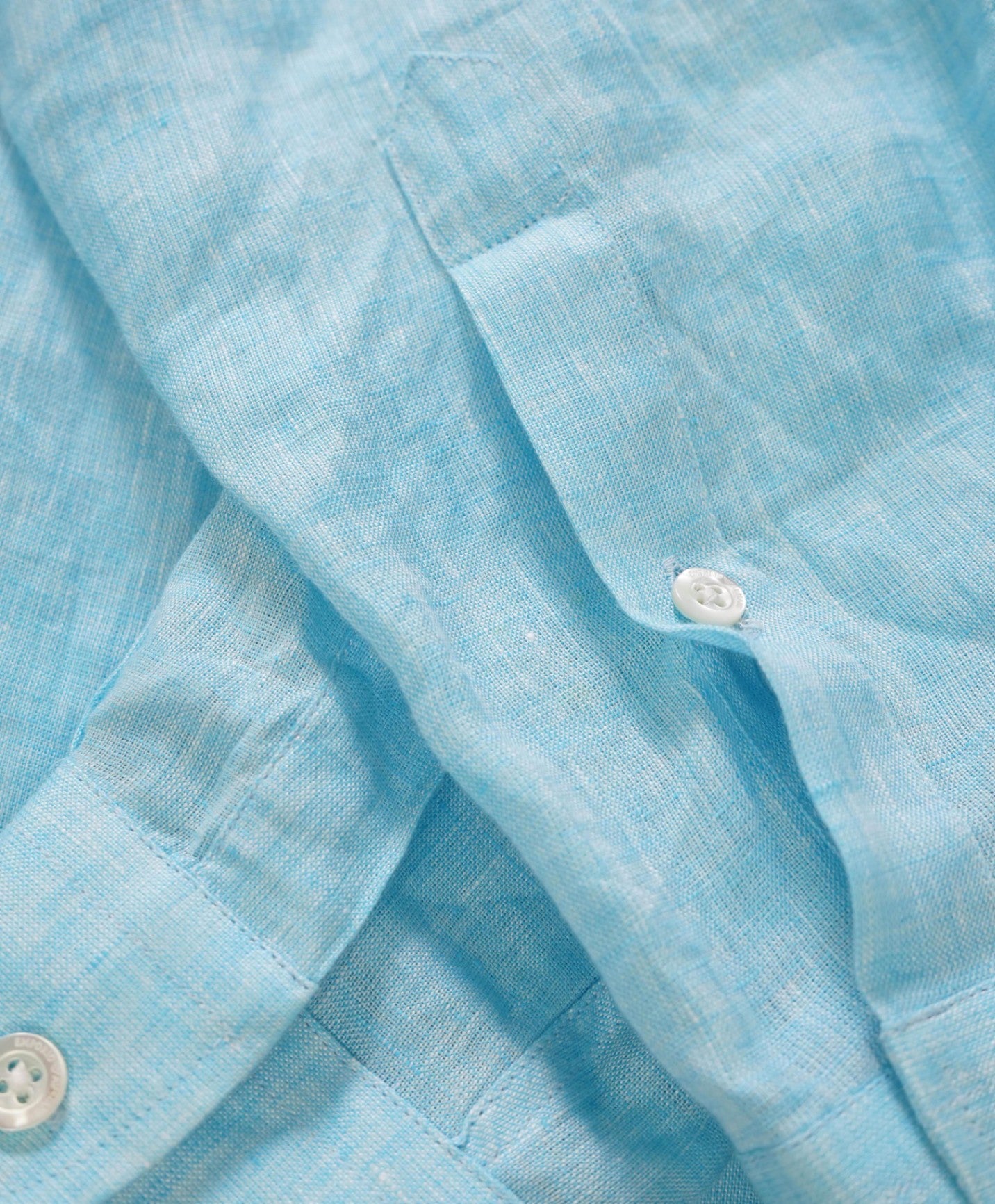 $395 Emporio Armani - Light Blue Teal Linen Shirt - S