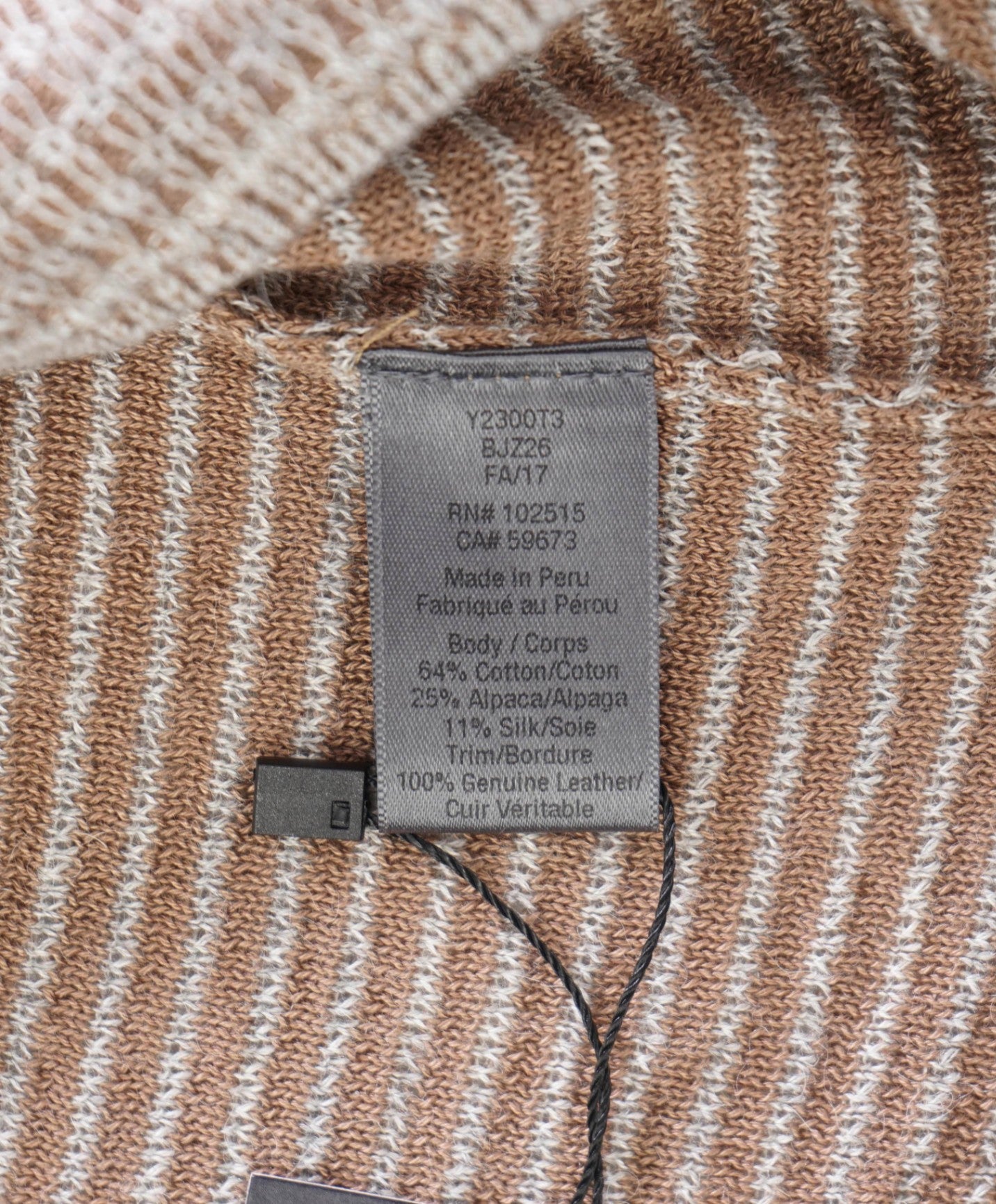 $448 JOHN VARVATOS - Brown Knitted Cotton/Alpaca/Silk Shirt - XS