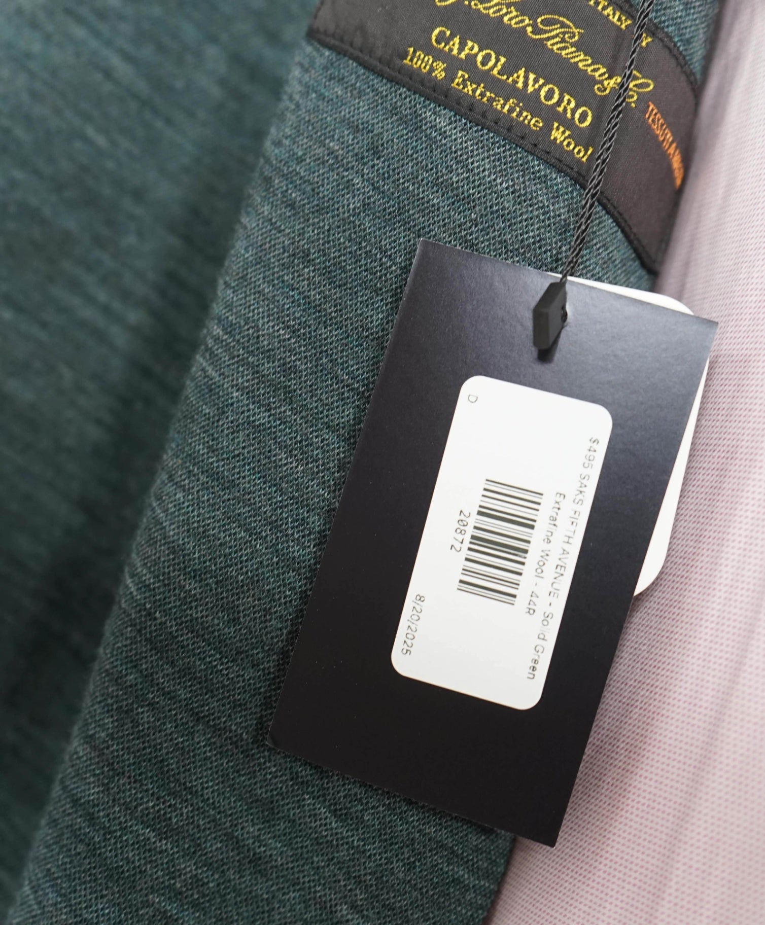 $995 LORO PIANA - For Saks Fifth Ave “CAPOLAVORO” Green Blazer- 44R