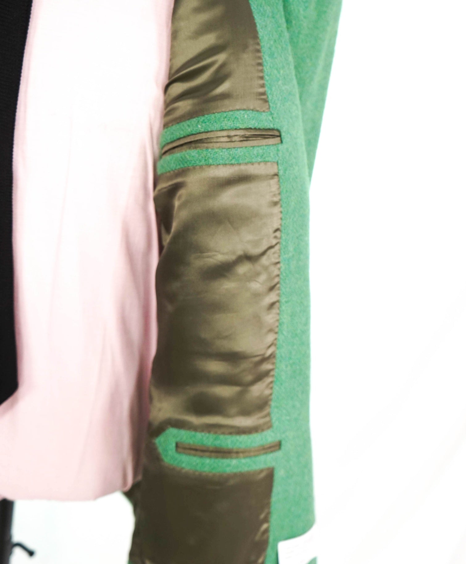 $2,895 Ralph Lauren Purple Label - Green Herringbone Wool/Alpaca Blazer- 42R