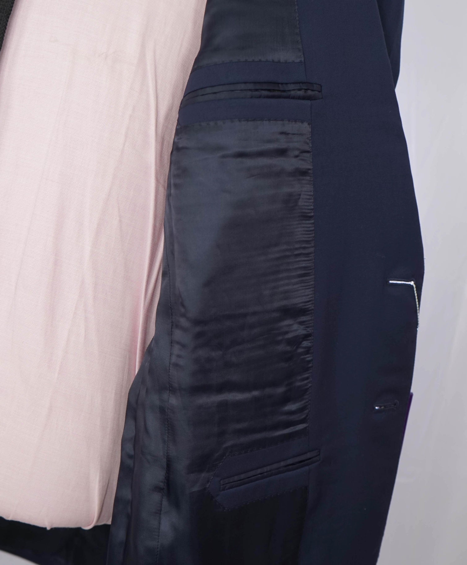 $2,395 Ralph Lauren Purple Label - Solid Navy Blue Wool Blazer - 42L